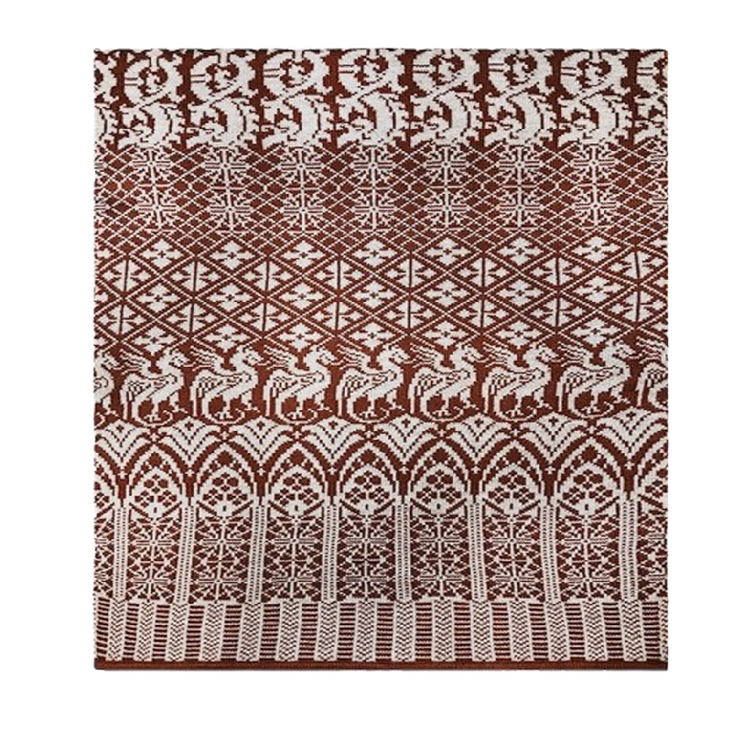 Handmade In Bridge Women's Brown Agatha Knitted Knitted Fair Isle Merino Shawl
