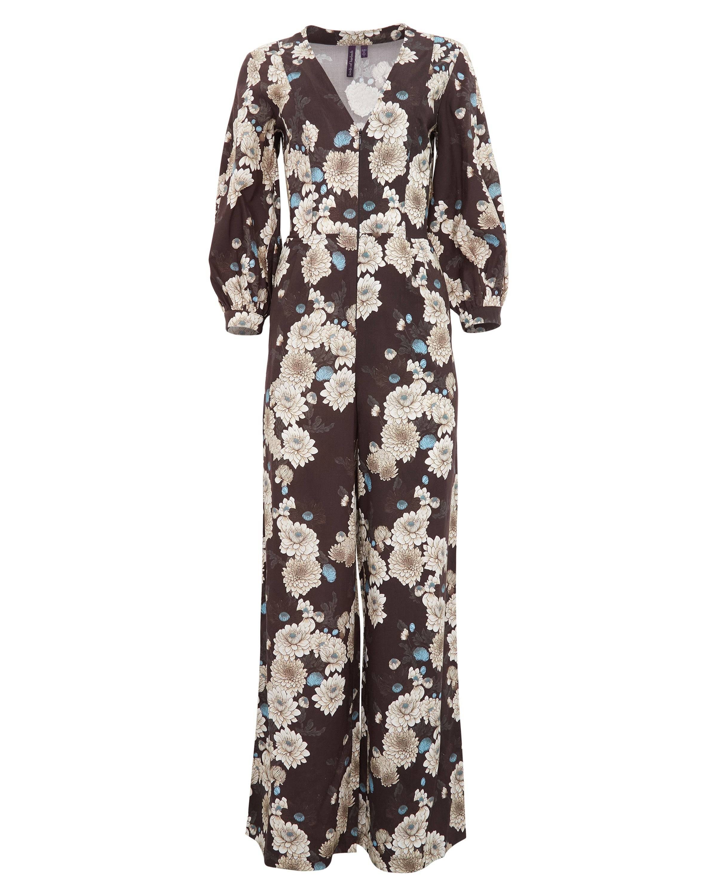 Lords Of Harlech Women's Jill Serious Floral Jumpsuit - Black In Brown