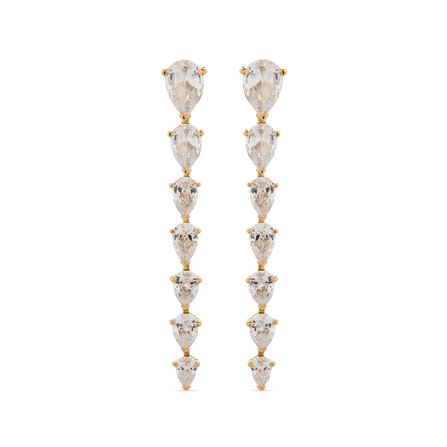 Sally Skoufis Women's White / Gold Pure Cascade Earrings With Man Made Cz Diamond Stimulant In 18k Gold Vermeil