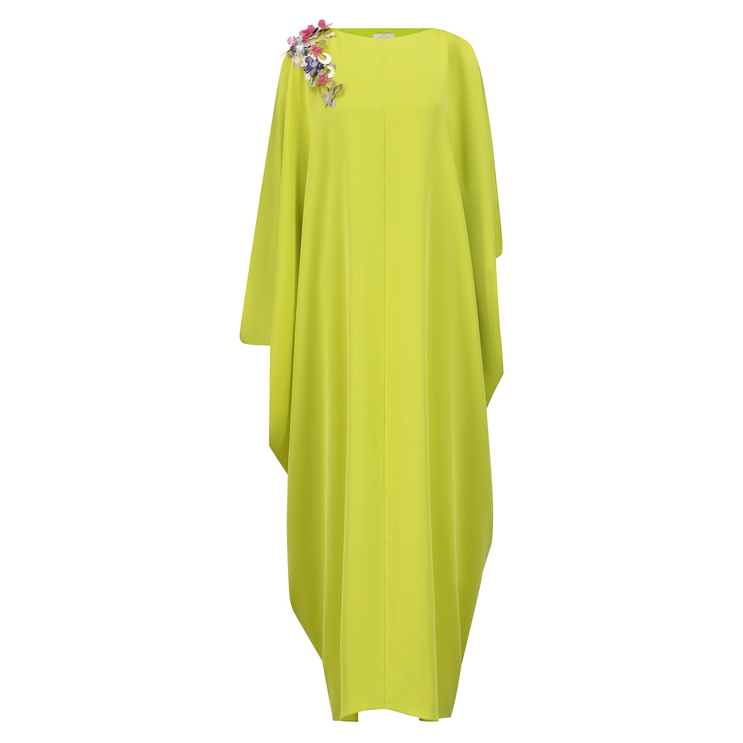 Buy - Long sleeves crepe dress with sequin and fitted sleeves with frilled  hemline On Azzalia