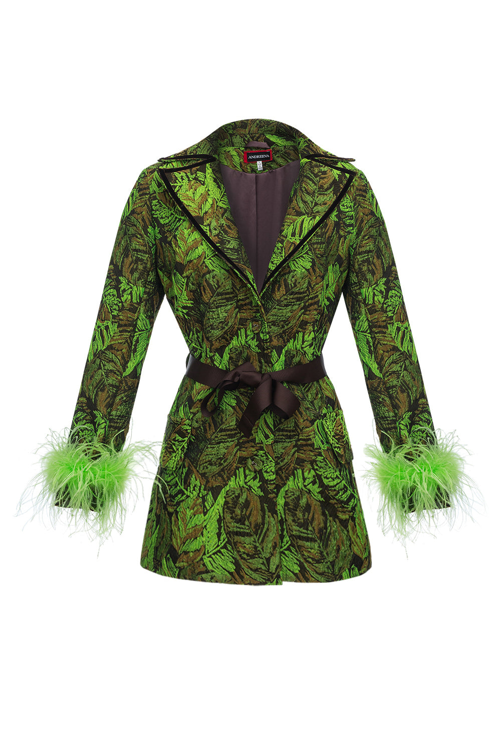 Women’s Green Jacqueline Blazer â„–20 With Detachable Feather Cuffs Extra Large Andreeva