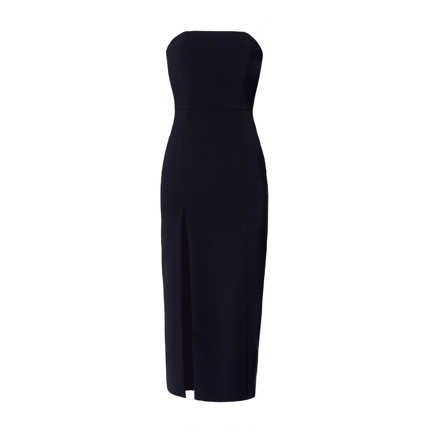 Women's Mora Black Strapless Front Slit Corset Midi Dress | Small | Nomi Fame