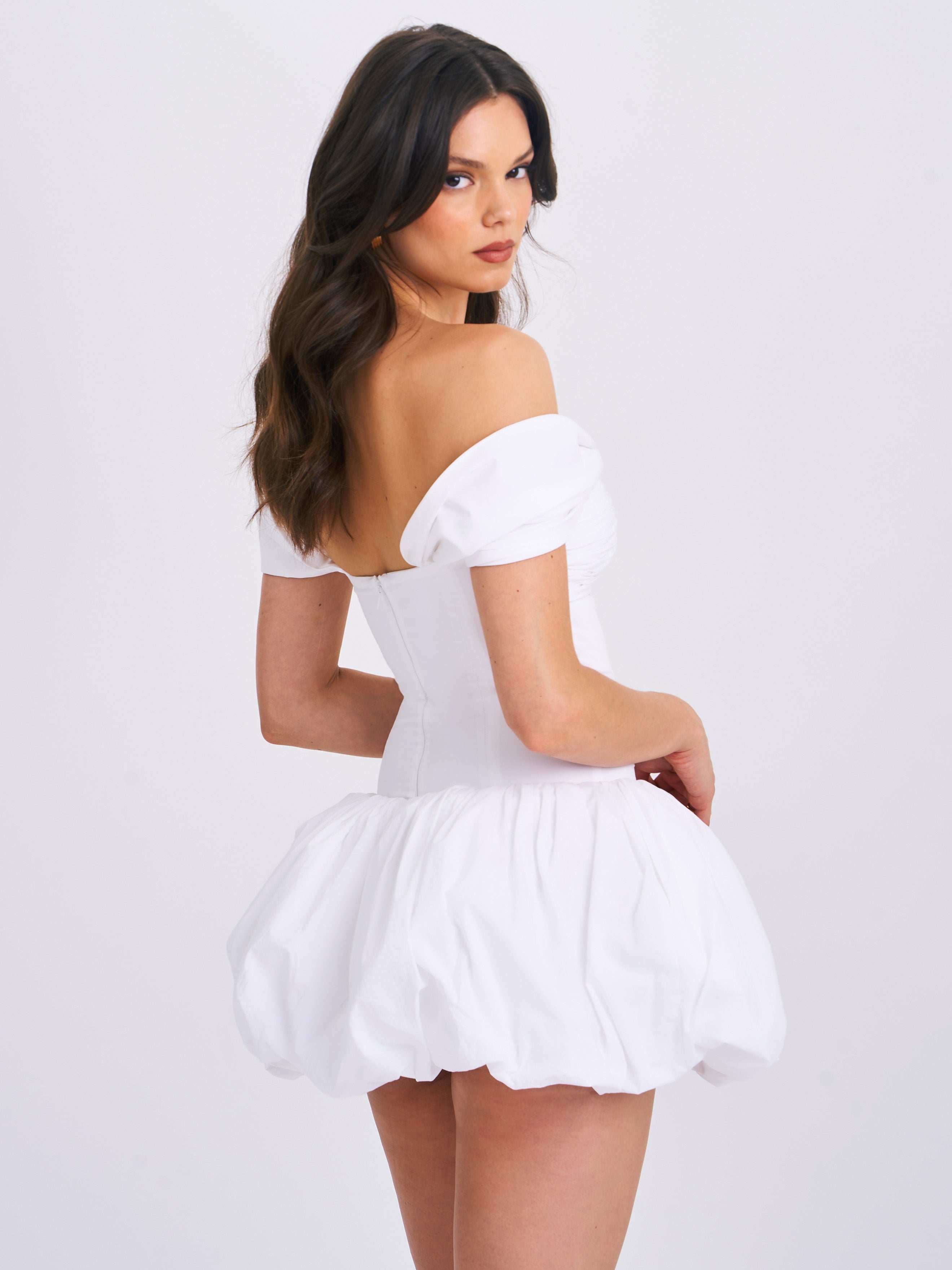 bubble dress white Irina Bowknot Mini adhesive bra Umika White Bubble Hem Mini