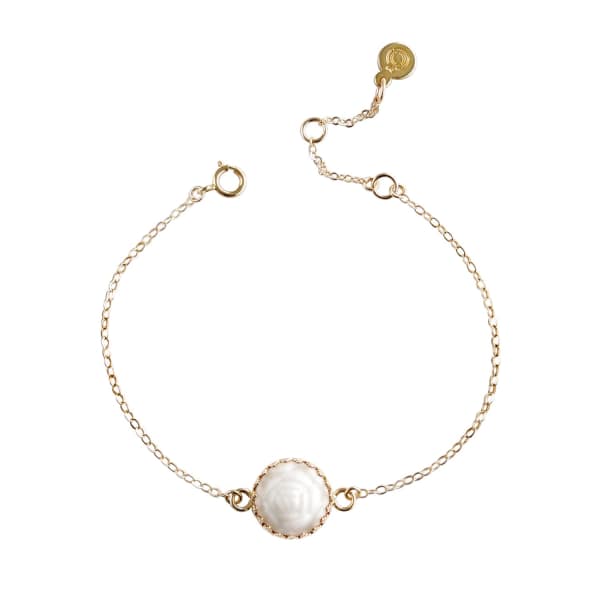 Poporcelain Mini Porcelain Rose Charm Gold Bracelet In Gold