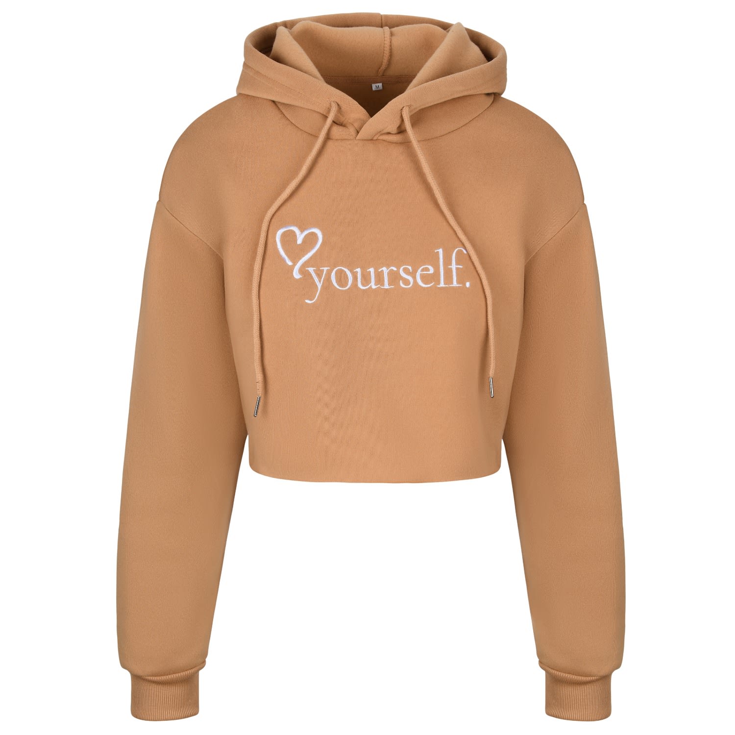 Rejected Hearts Club Women's Brown Love Yourself Crop Hoodie Khaki In Brown