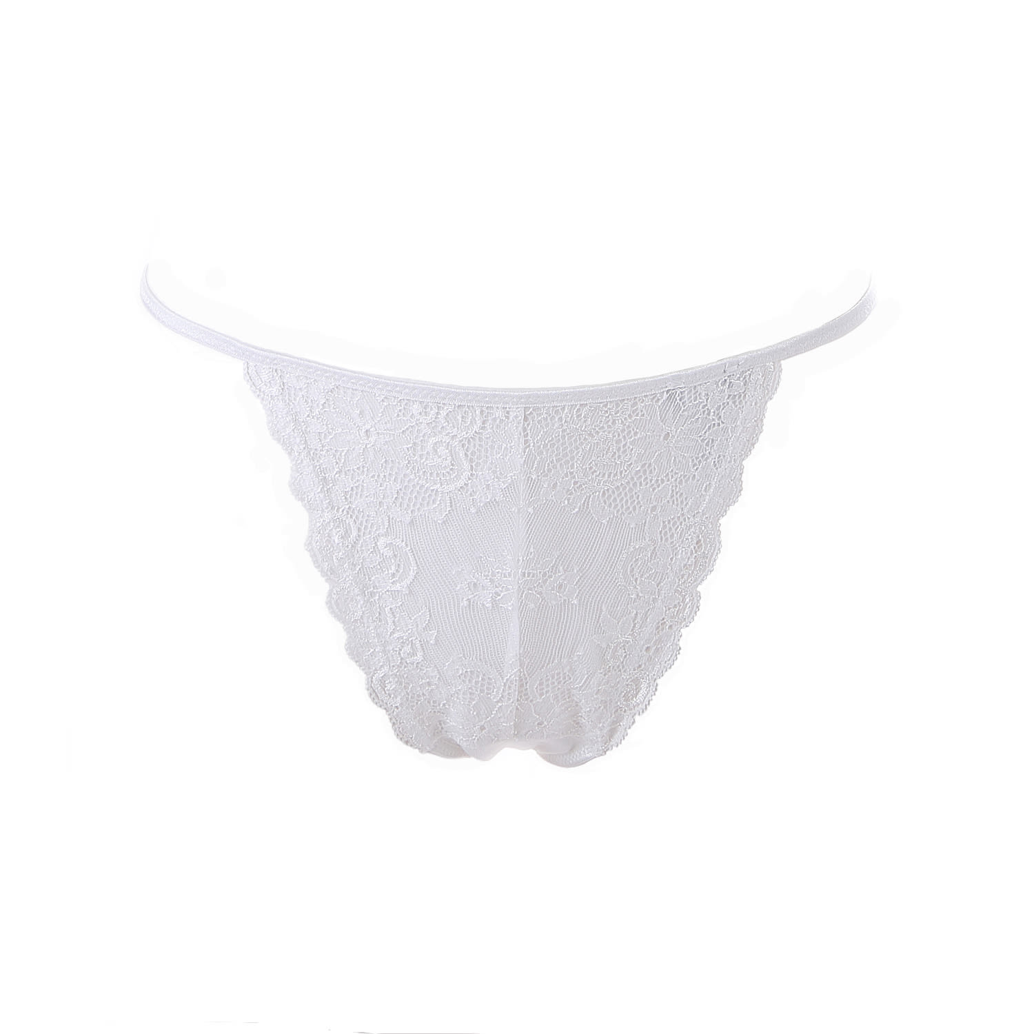 Aromatique Women's Filoscotzia Cotton Thong With Leavers Lace, White In White