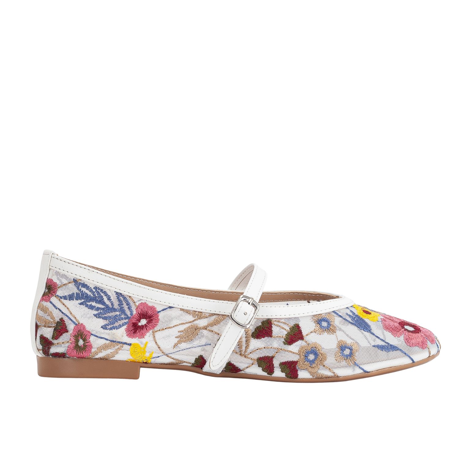 Prologue Shoes Women's Fauna White Mesh Mary Jane Flats