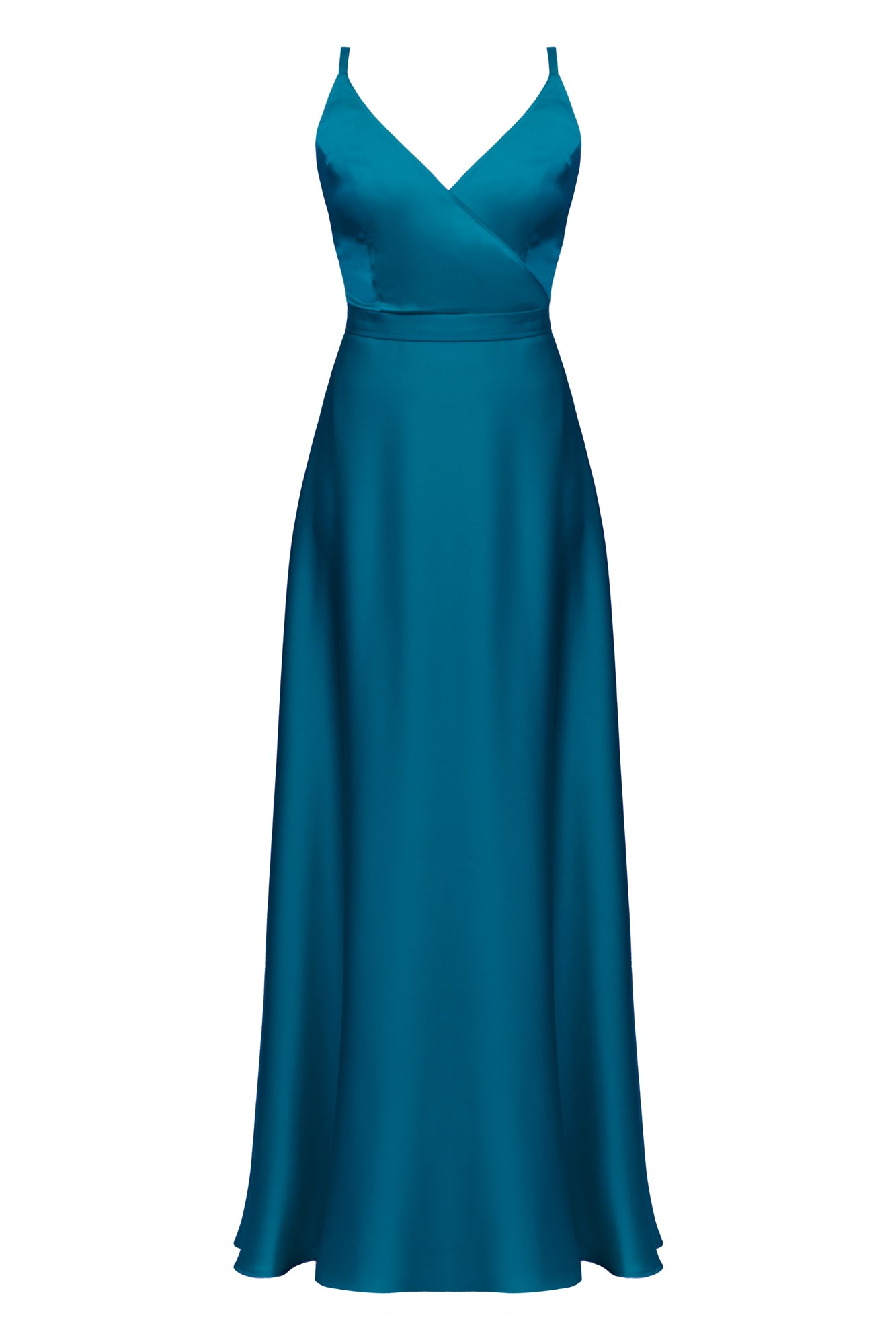 Undress Women's Freya Dark Turquoise Blue Satin Maxi Evening Dress In Blue