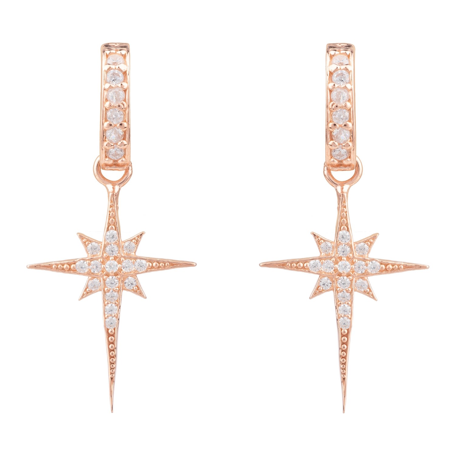 Women’s Rose Gold North Star Burst Small Drop Earrings Rosegold Latelita