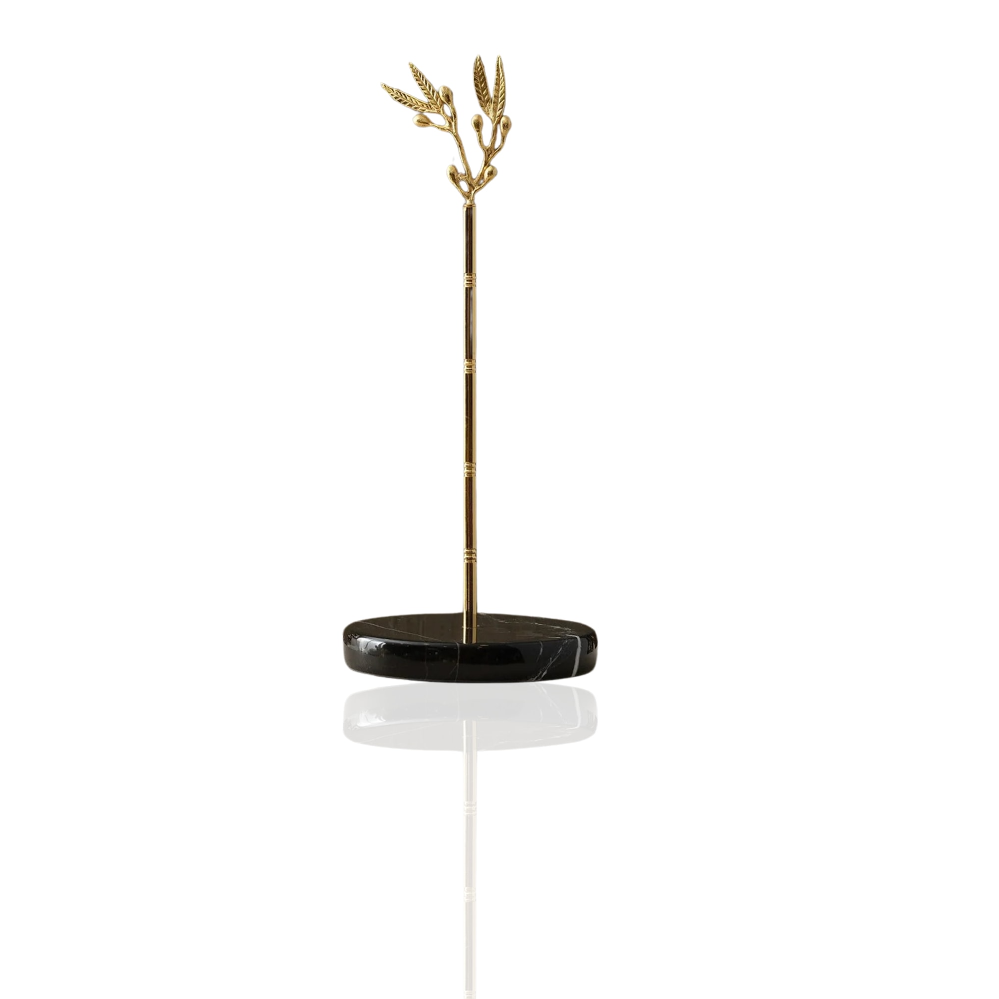Marleth Gold / Black Golden Brass Napkin Holder & Black Marble Base With Wheat Motif