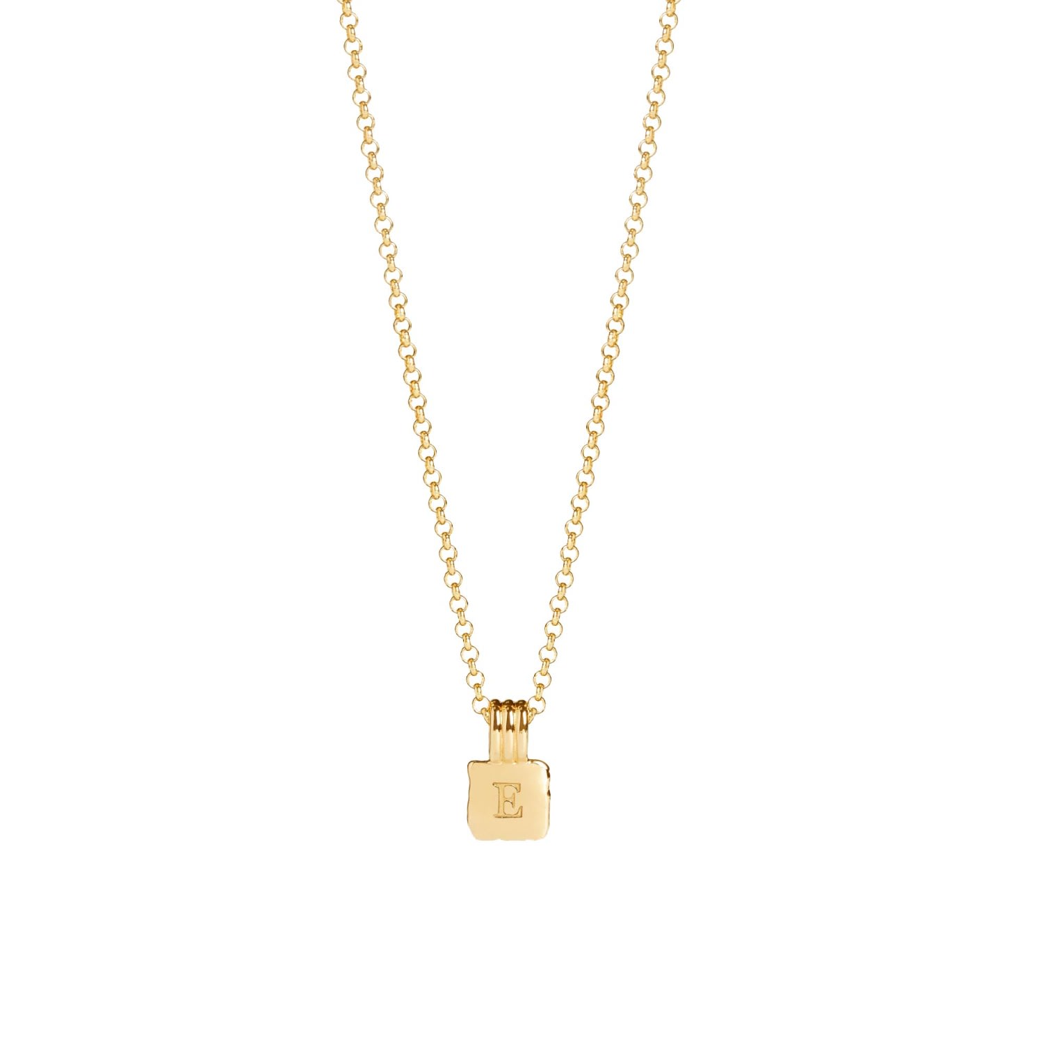Muru Women's Mini Initial Square Charm Necklace Gold In Gold