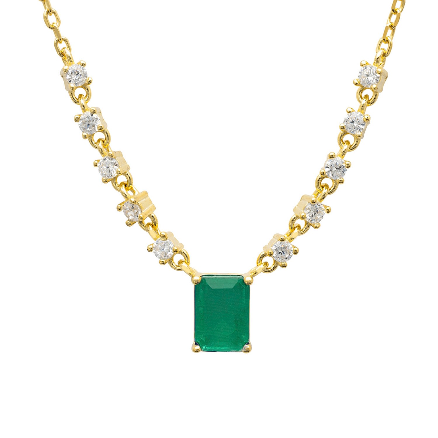 Women’s Gold / Green / White Claudia Gemstone Pendant Necklace Gold Colombian Emerald Latelita