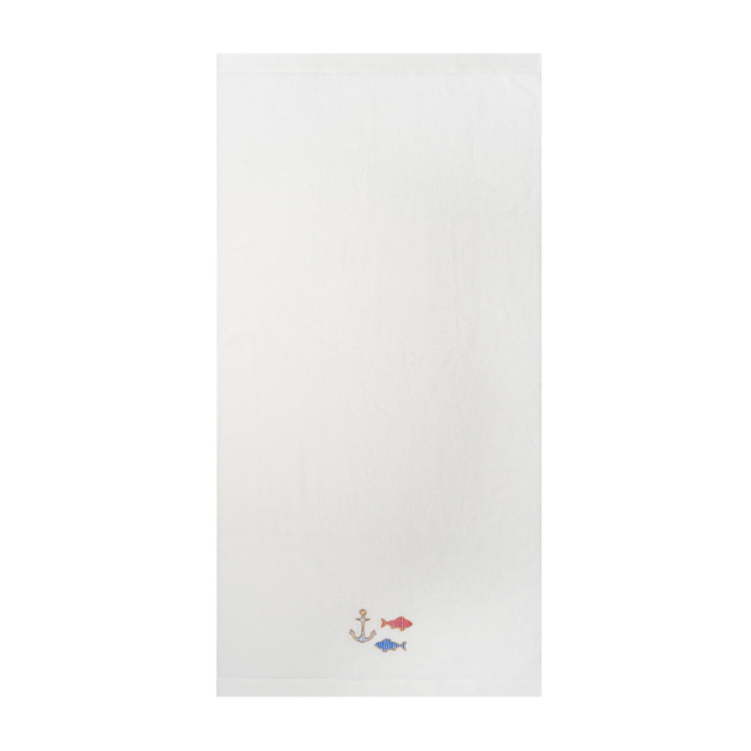 Km Home Collection White Fish Embroidery Hand Towel In White