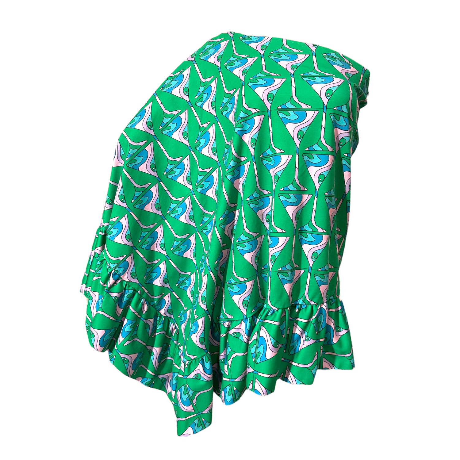 Green Lady Comfy Mini Martini Forest Ruffle Organic Kaftan | One Size | Julia Clancey