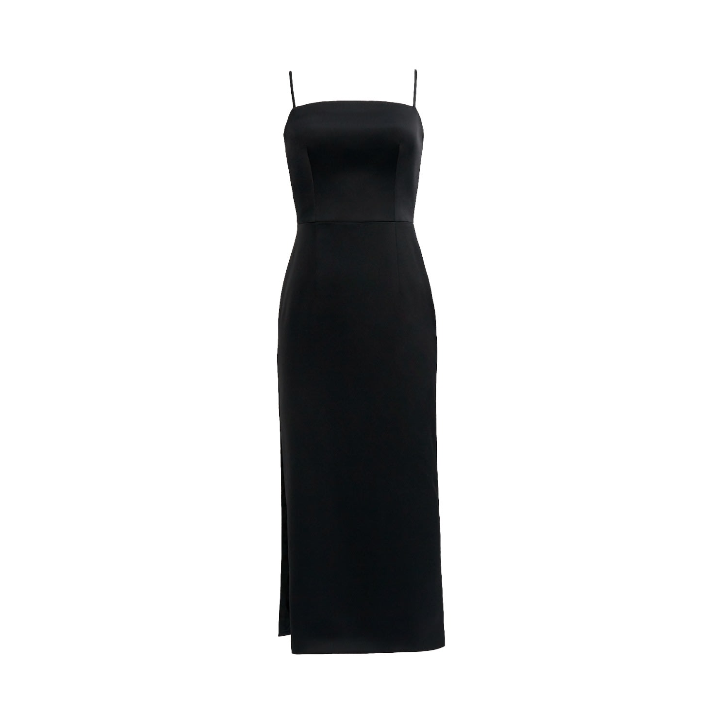 Shop Nomi Fame Women's Amara Black Crepe Satin Midi Dress With Adjustable Straps