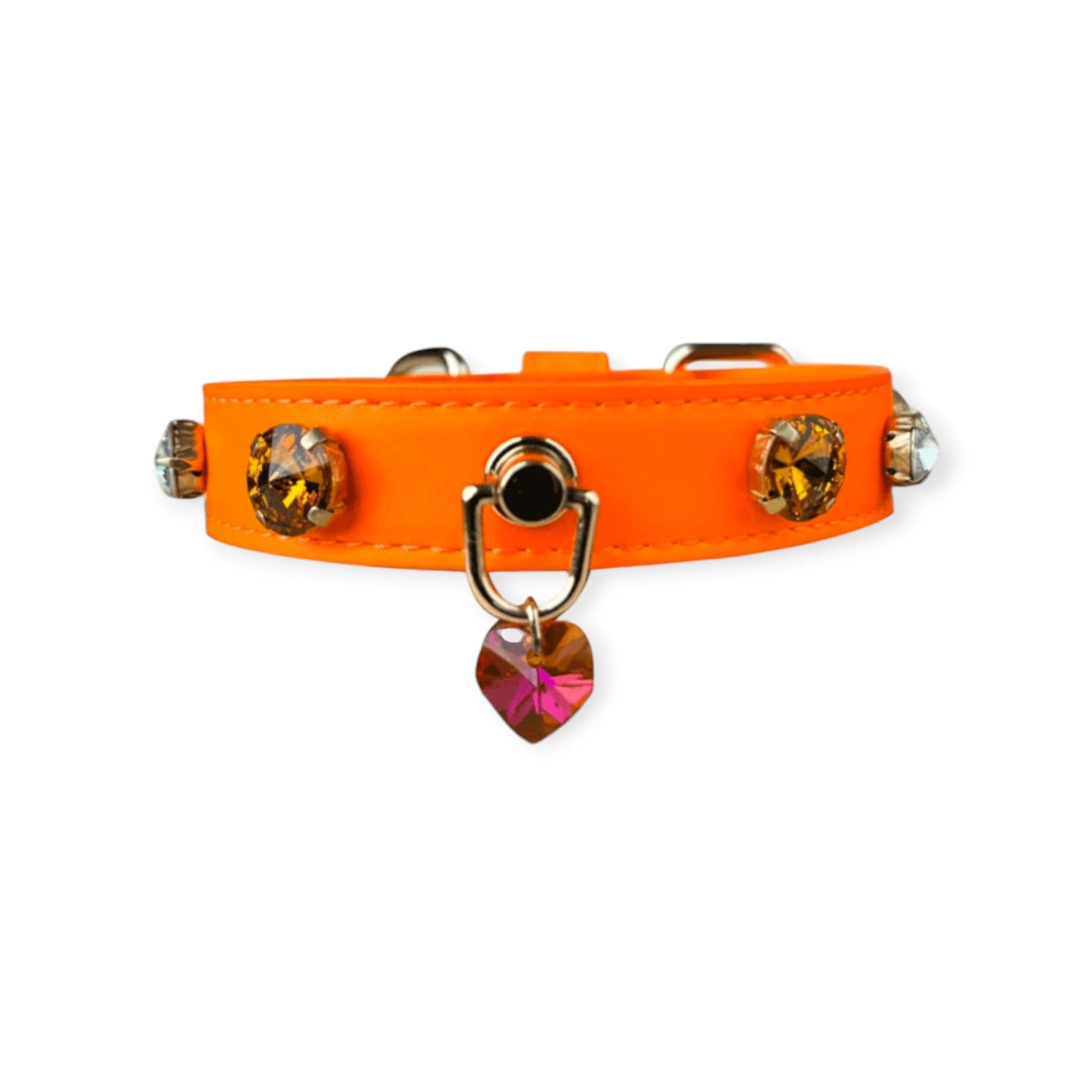 Swarovski-Neon Orange Dog Collar | Medium | Makpaws