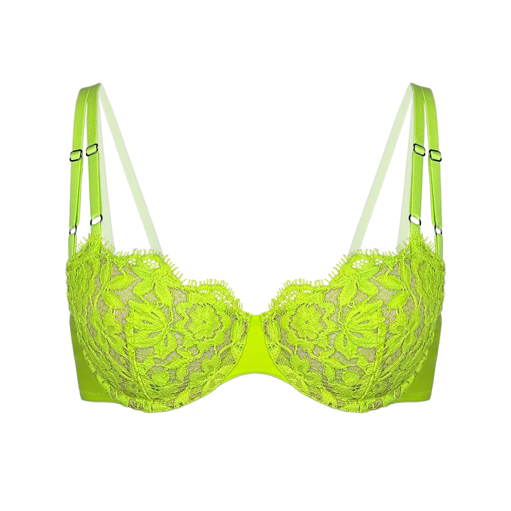 Monique Morin Lingerie Women's Frisson Balconette Bra Acid Green In Green