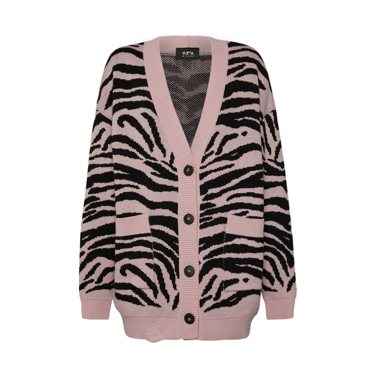 Sveta Milano Women's Pink / Purple Georgia Pink Merino Wool Cardigan In Pink/purple