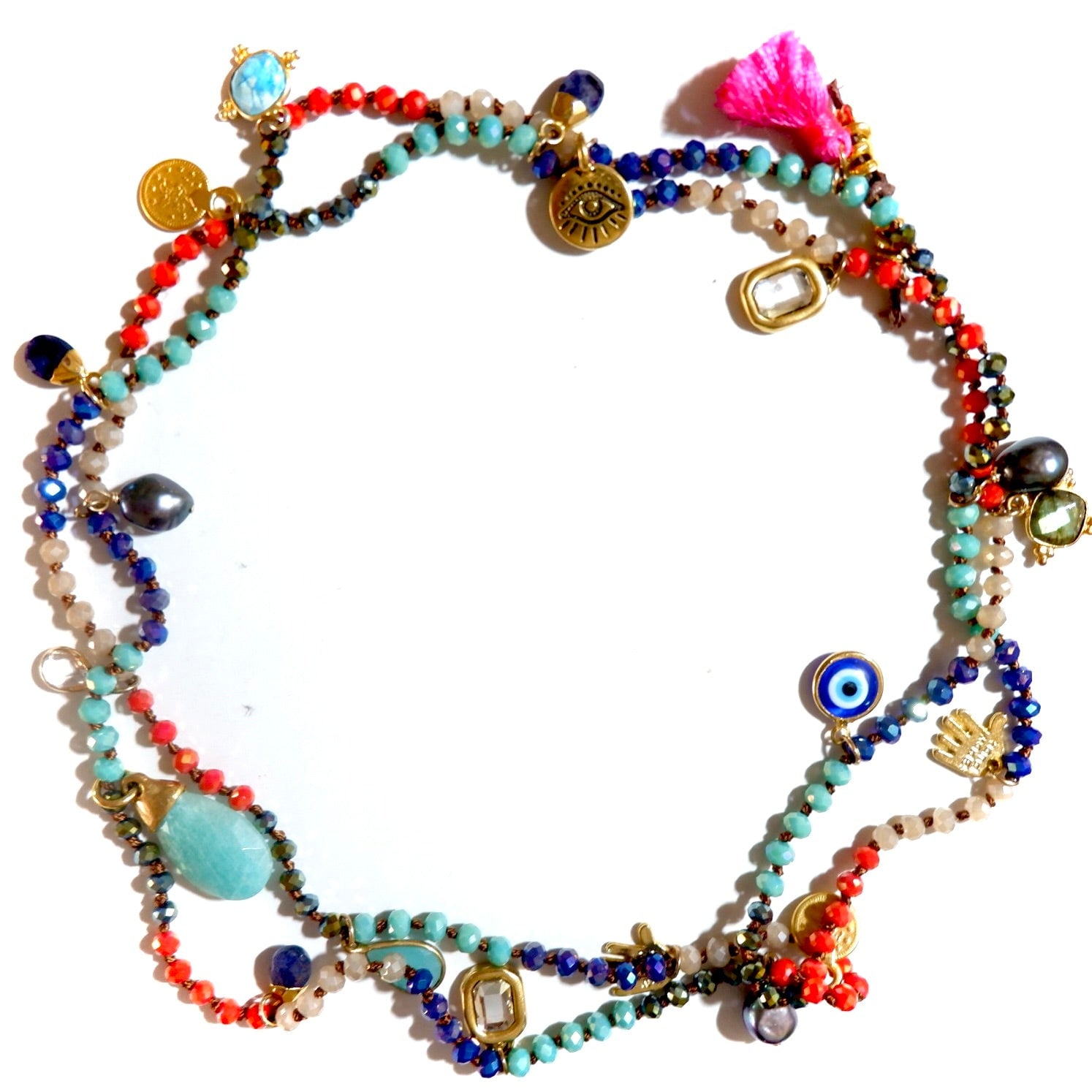 Women's Pink / Gold Casablanca Gemstone Necklace | Persia Donà Jewelry