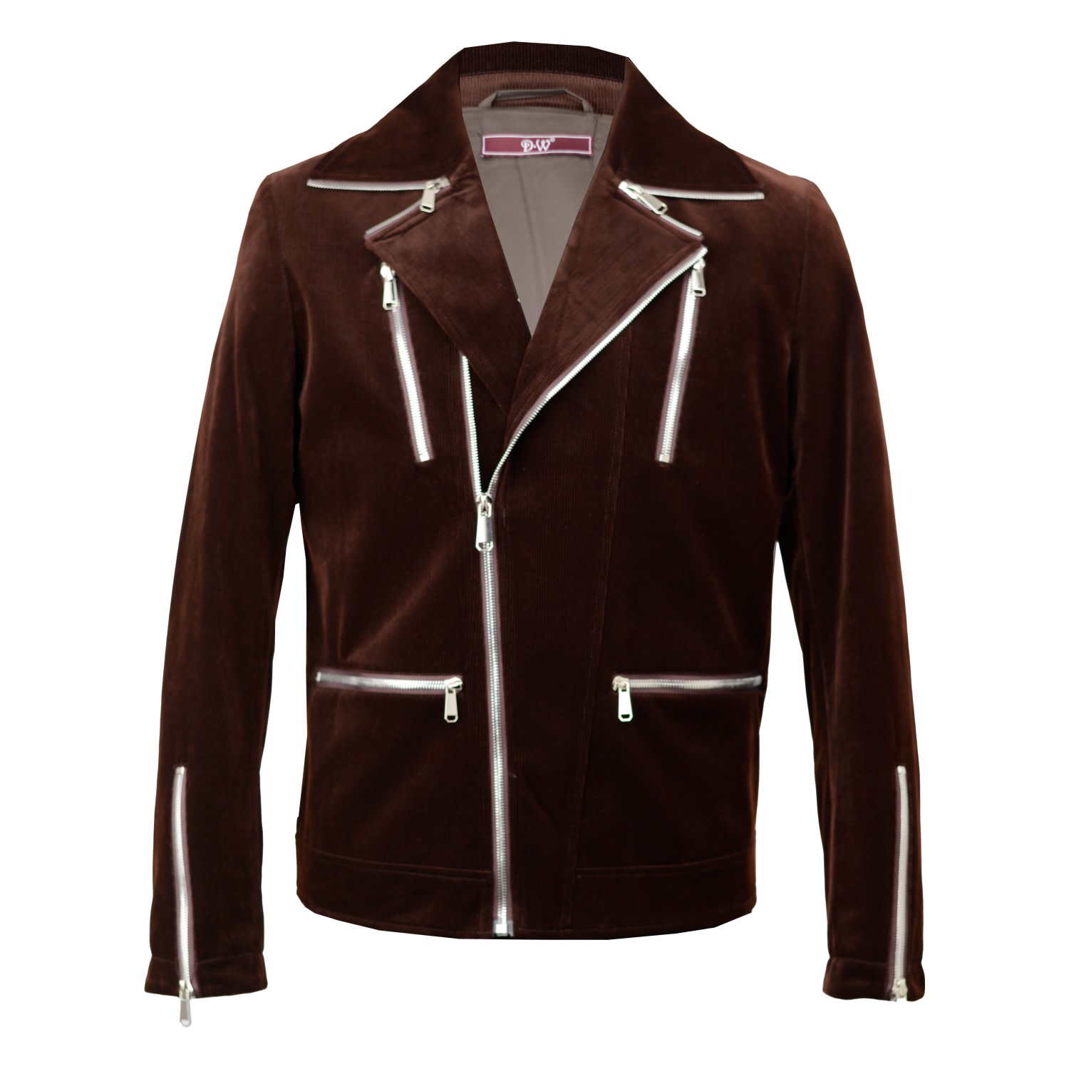 Men’s Washington Corduroy Biker Jacket - Brown Extra Large David Wej