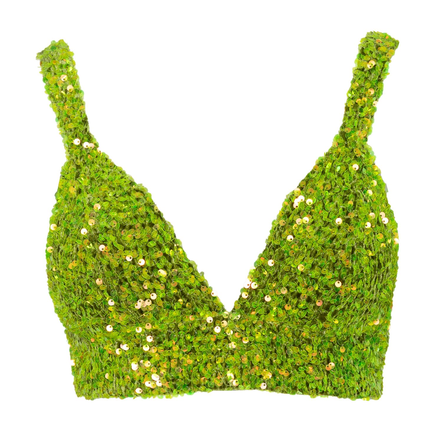 Ofuure Women's Liza Sequin Bra Top In Olivine Green In Green