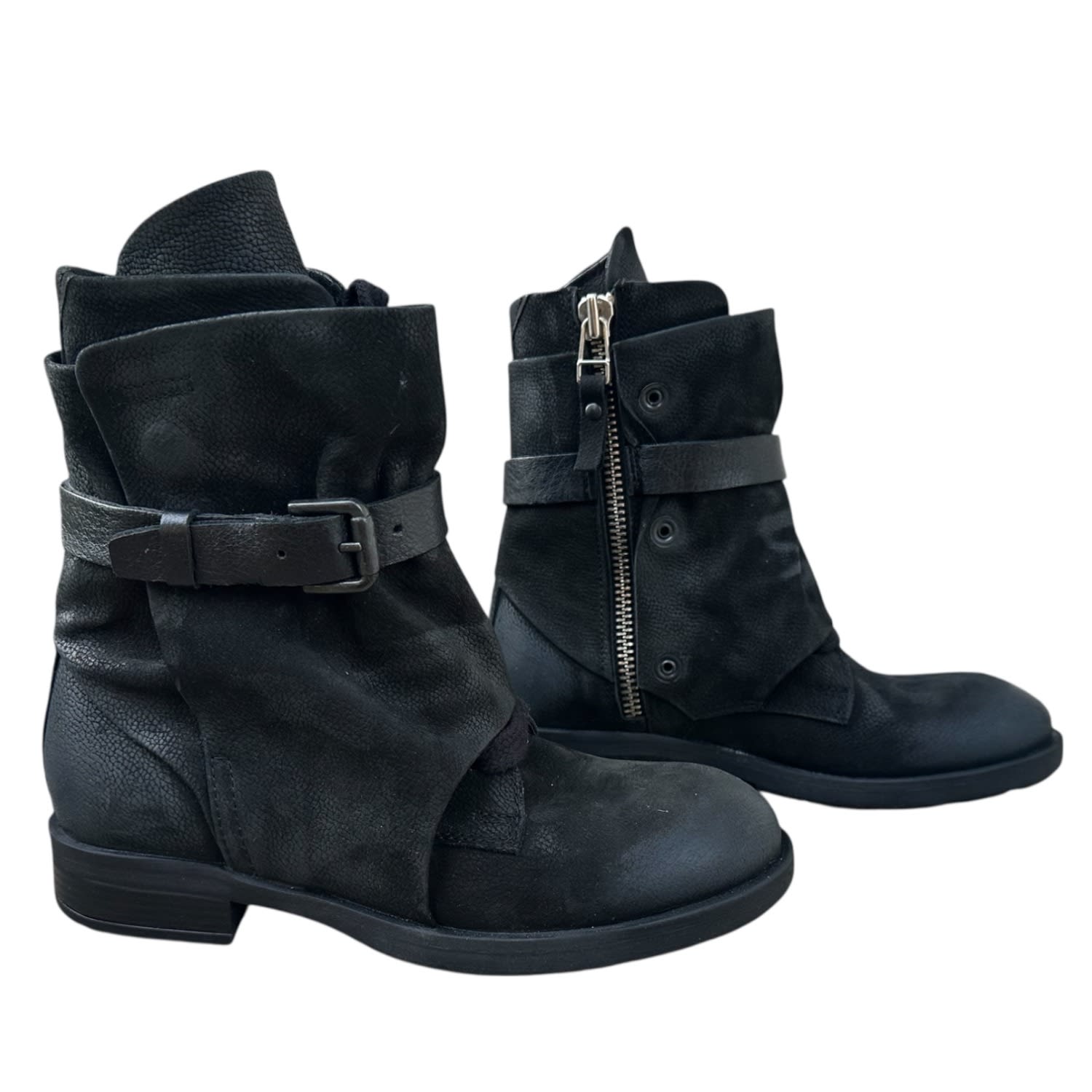 Adrenaline Fashion Women's Black Leather Ankle Boots With Strap And Side Zip – Handmade Genuine Leather Boots In Black