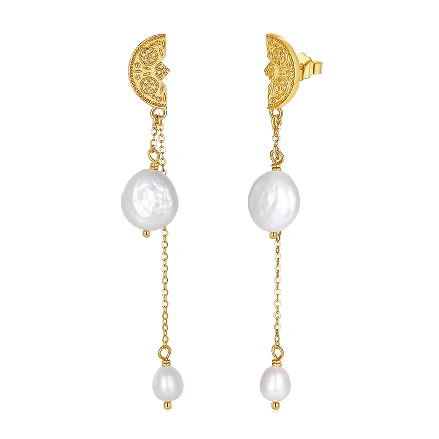Shaded The Label Women's Lydian Gold Coin Pearl Droplet Earrings