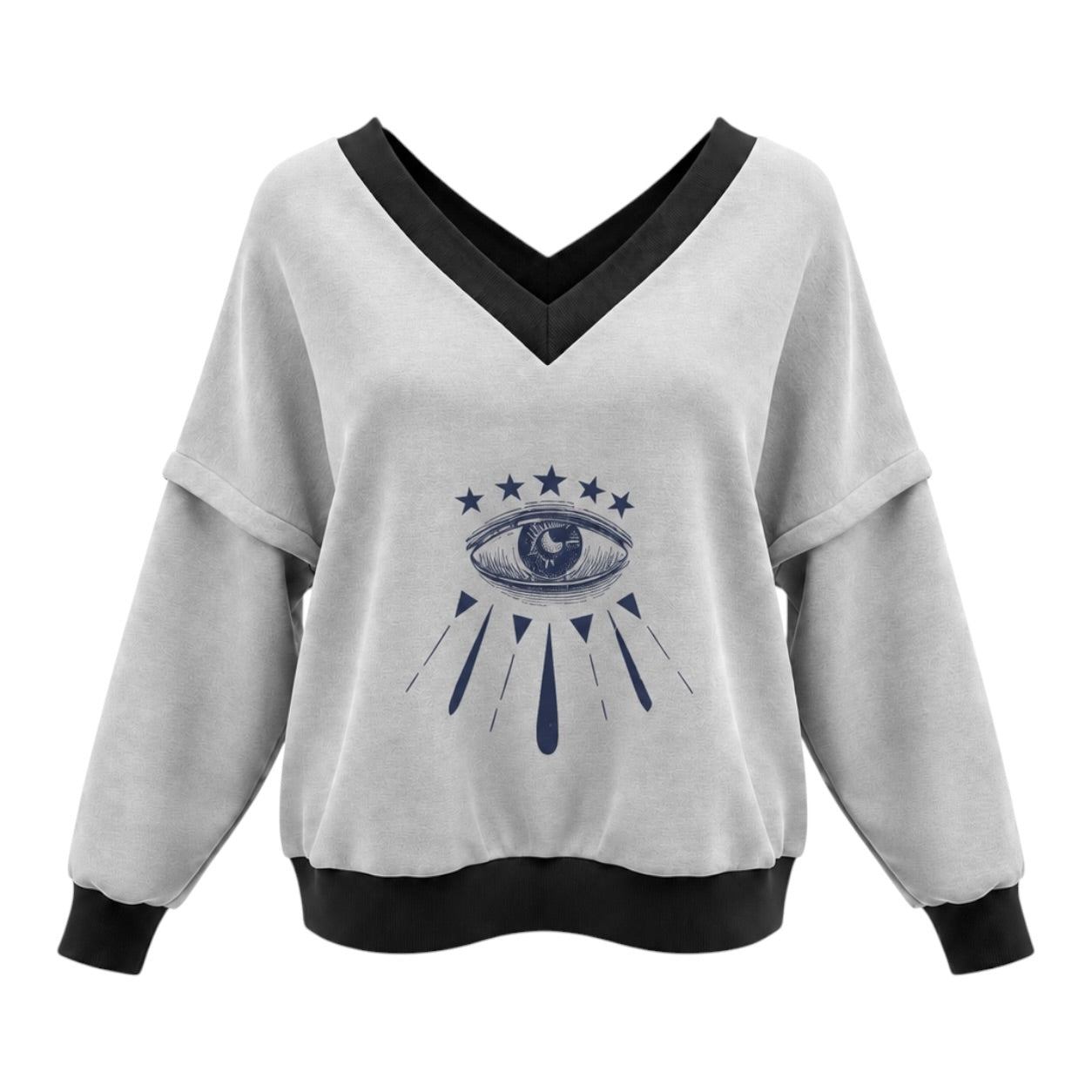 Beira Women's Victoria V-neck Sweatshirt – Starry Eye Grey In Gray