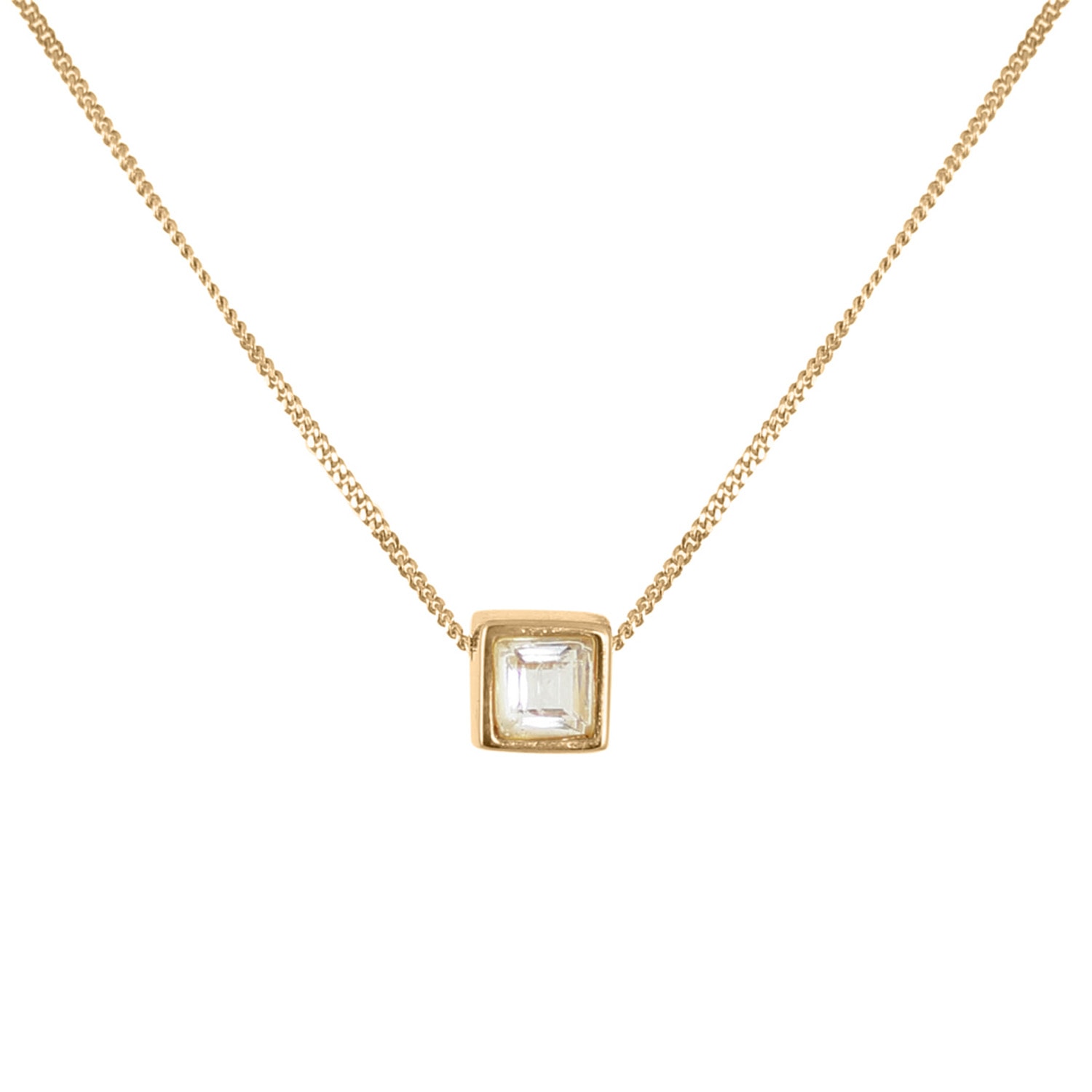 Women’s White Tourmaline Square Cut Necklace - Gold Lee Renee