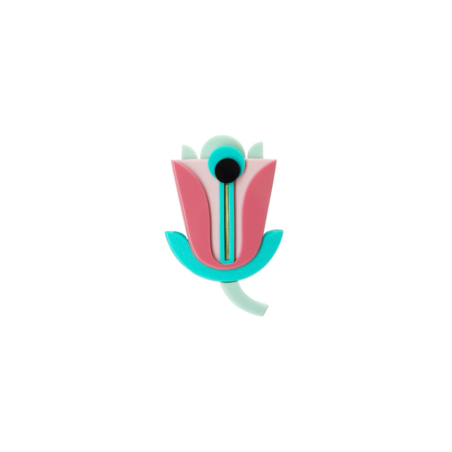 Gissa Bicalho Women's Green / Pink Handmade Acrylic Brooch Iolanda In Multi
