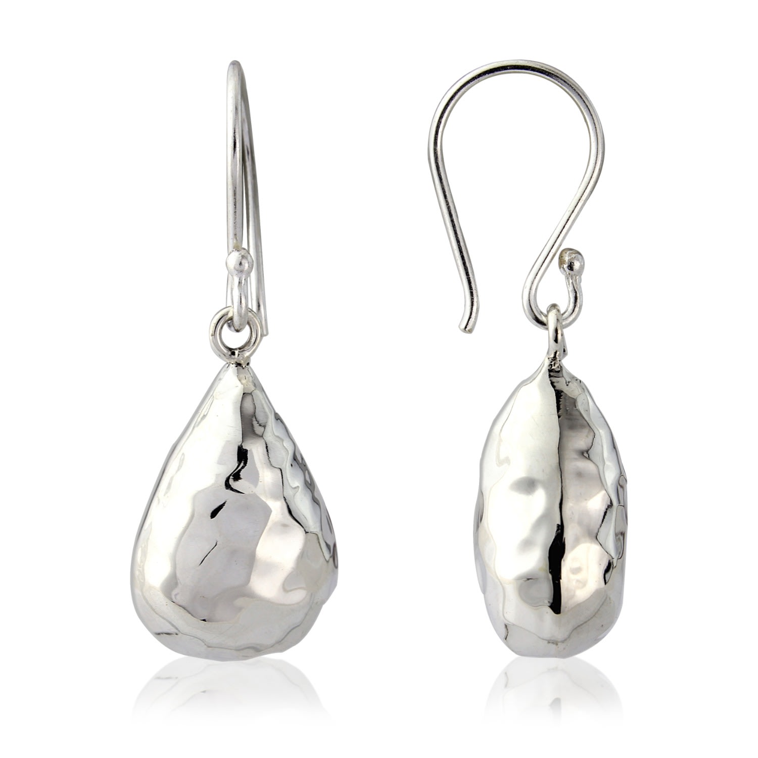 Auree Jewellery Women's Orba Sterling Silver Hammered Teardrop Earrings In Metallic