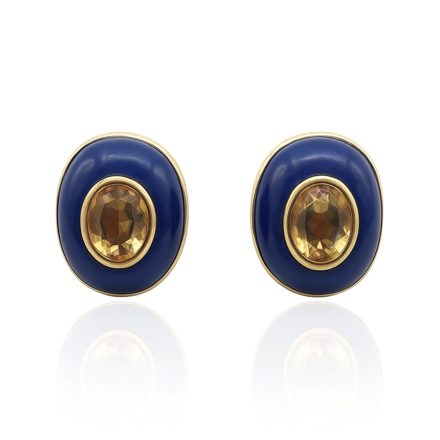 Michael Nash Jewelry Women's Blue / Brown Stephanie Lapis Resin Clip Earring With Smoke Topaz Glass Stone In Multi