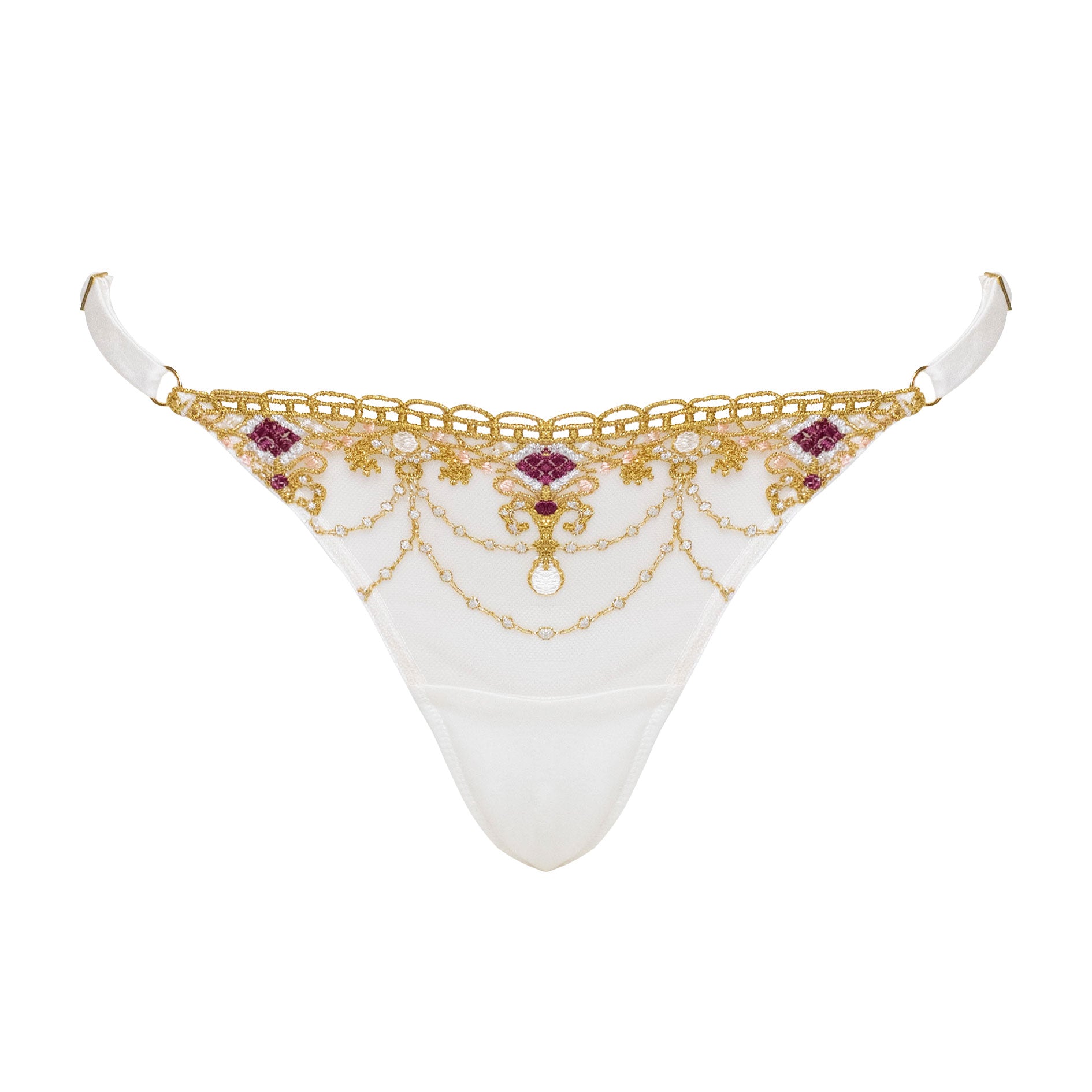 Matilda Strap Thong In Ivory by Studio Pia