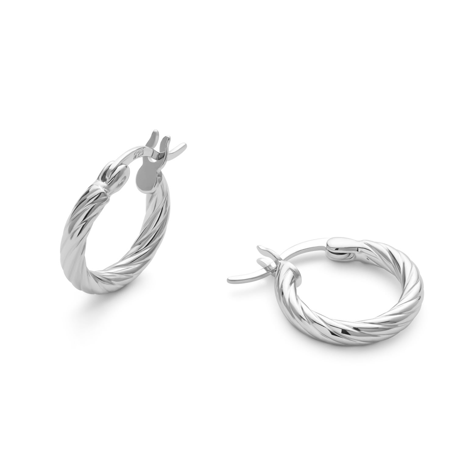 Women’s Small Sterling Silver Twist Huggie Hoop Earrings Elk & Bloom - Everyday Fine Jewellery