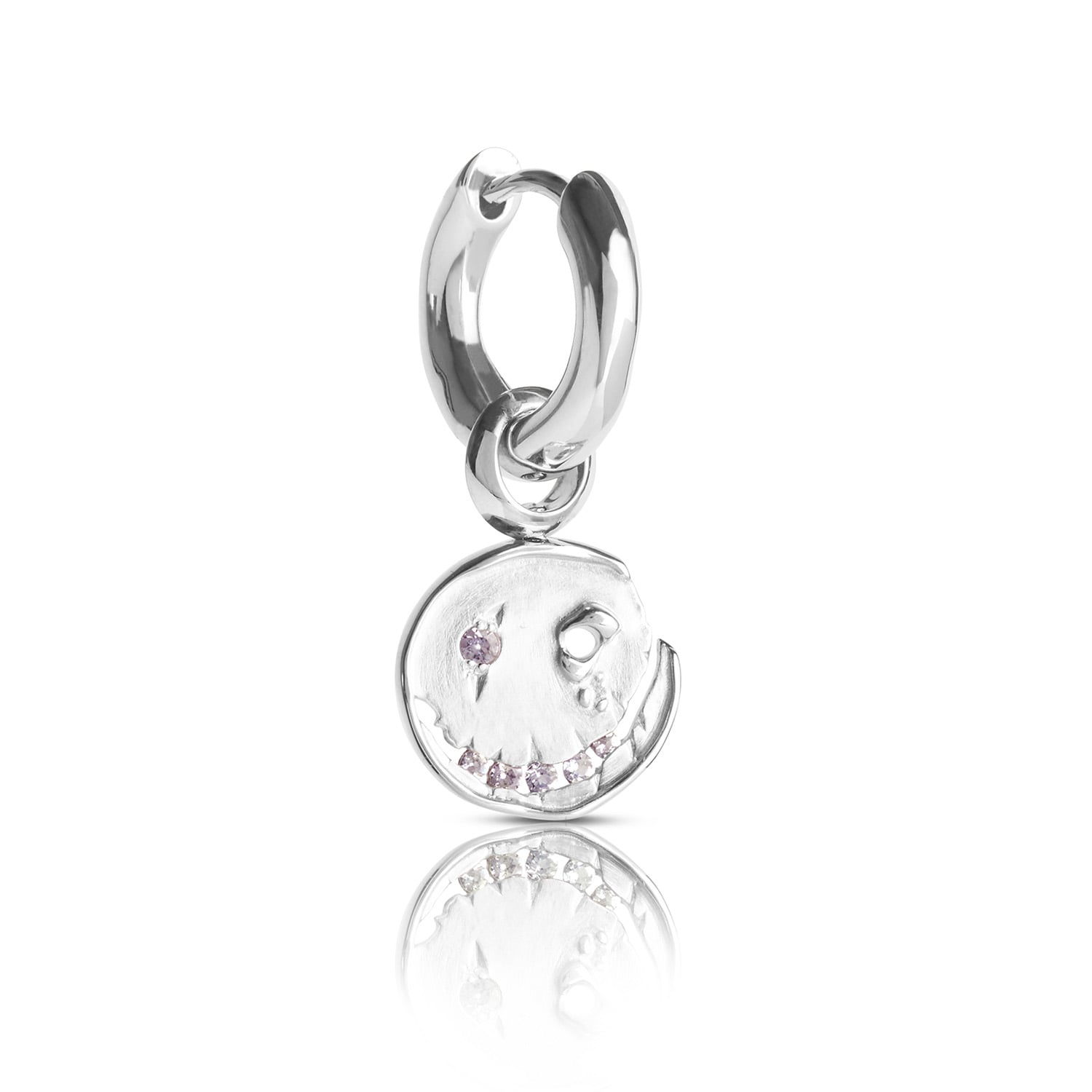 Kasun Women's Smile Hoop Earrings – December – Tanzanite – Silver