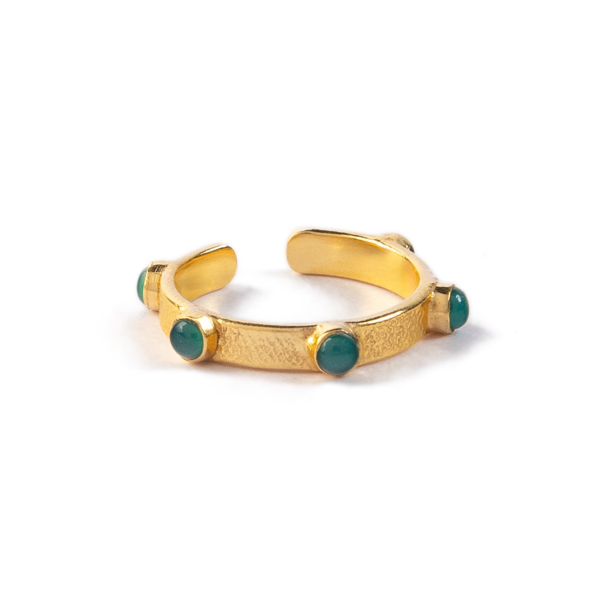 Goddess Charms Women's Gold / Green Heart Chakra Ring - Green Onyx In Multi