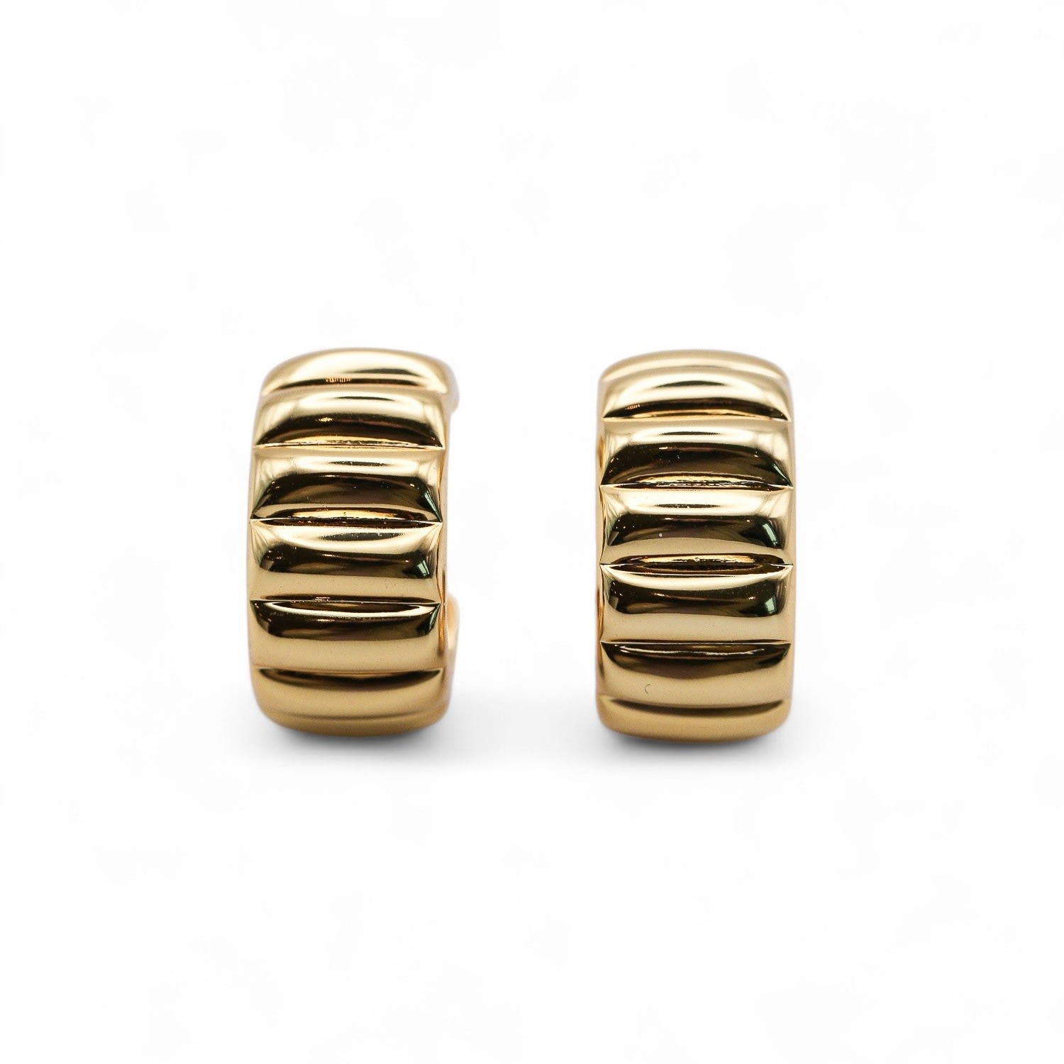 Miss Cecilia Women's Gold Bold Ribbed Hoops Earrings