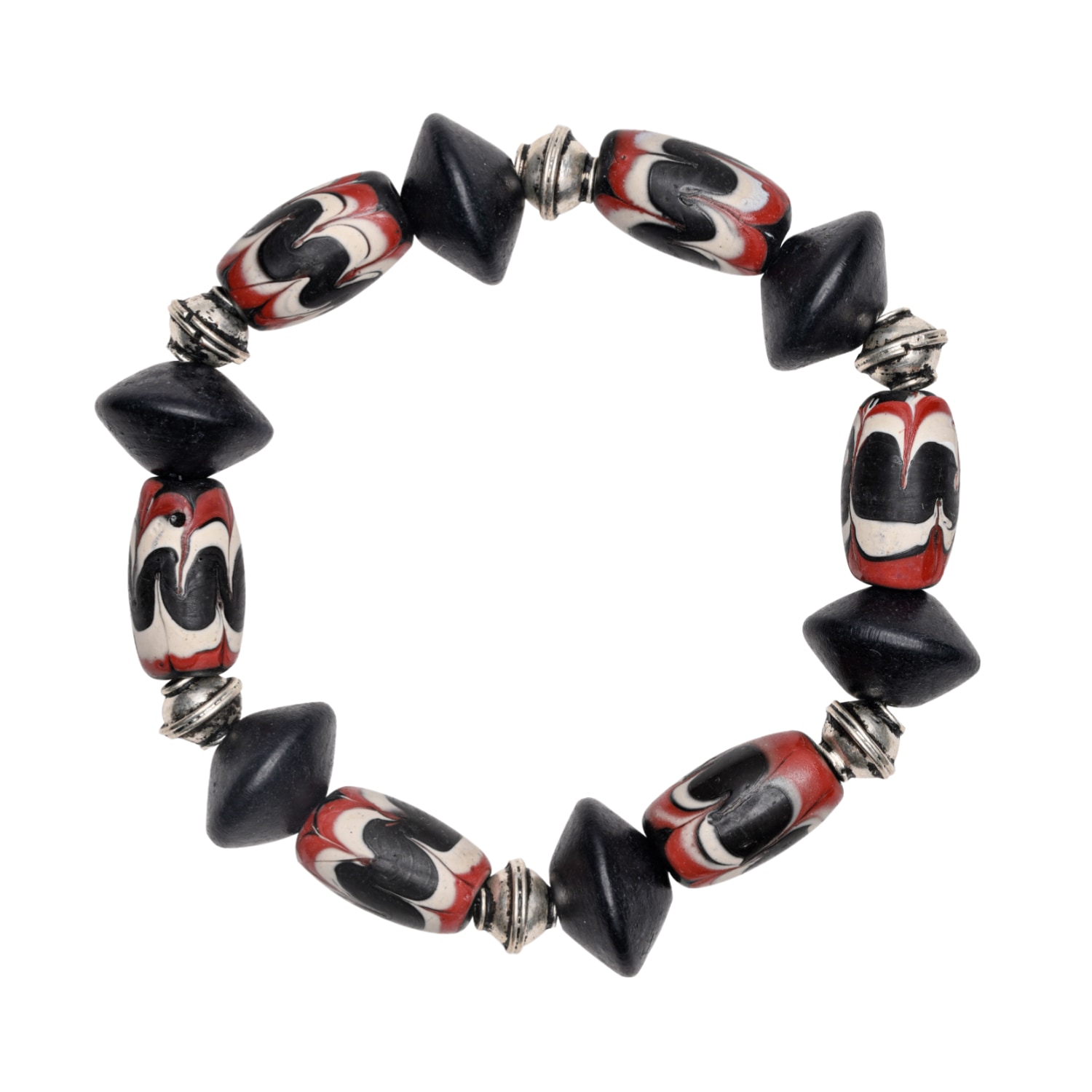 Women’s Binibeca Java Glass Beads Bracelets In Black With Silver Plated Spacers Binibeca Design