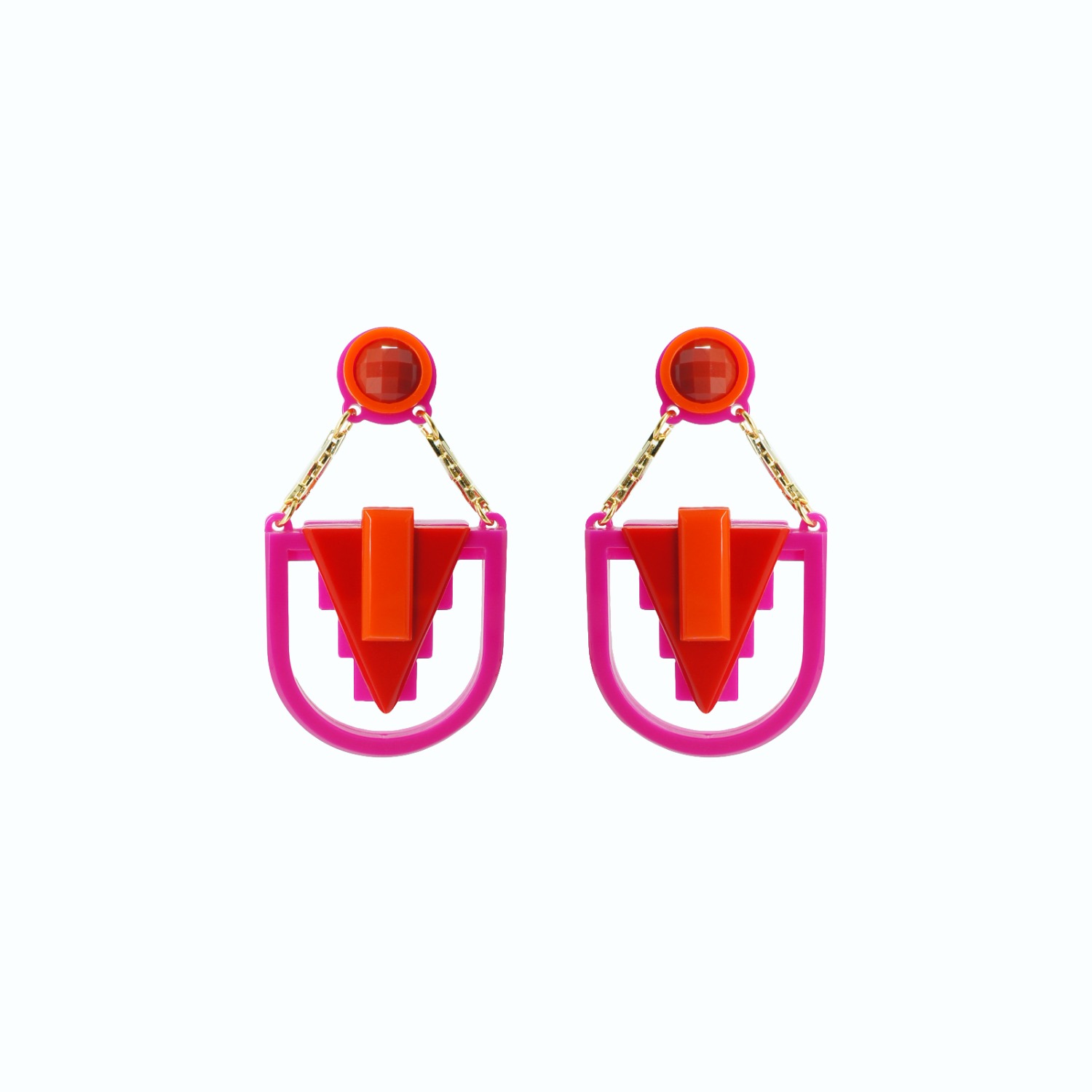 Gissa Bicalho Women's Pink / Purple / Red Handmade Acrylic Earring Arrow Deco Red In Multi