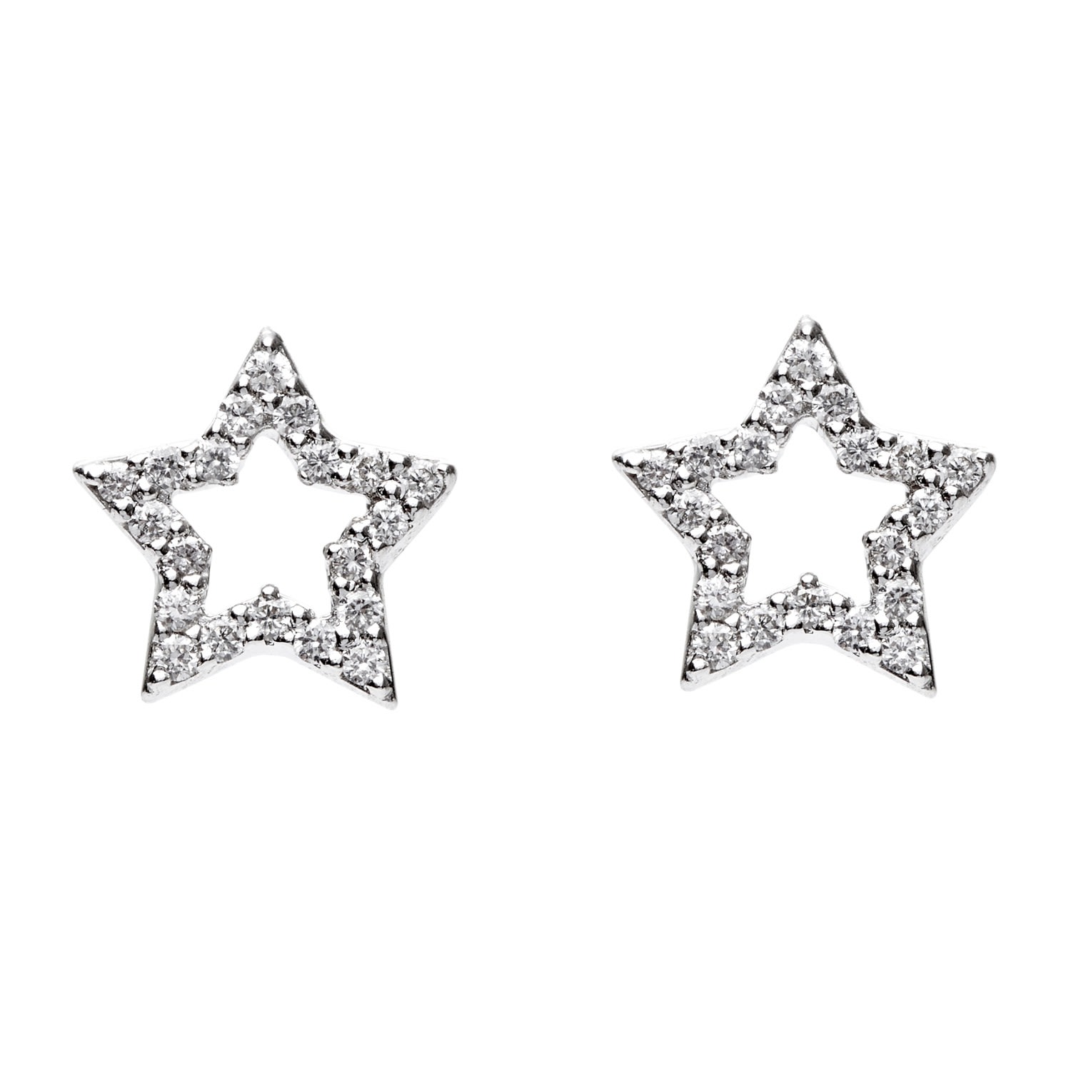 Women’s White Twin Stars Diamond Earrings Kaizarin