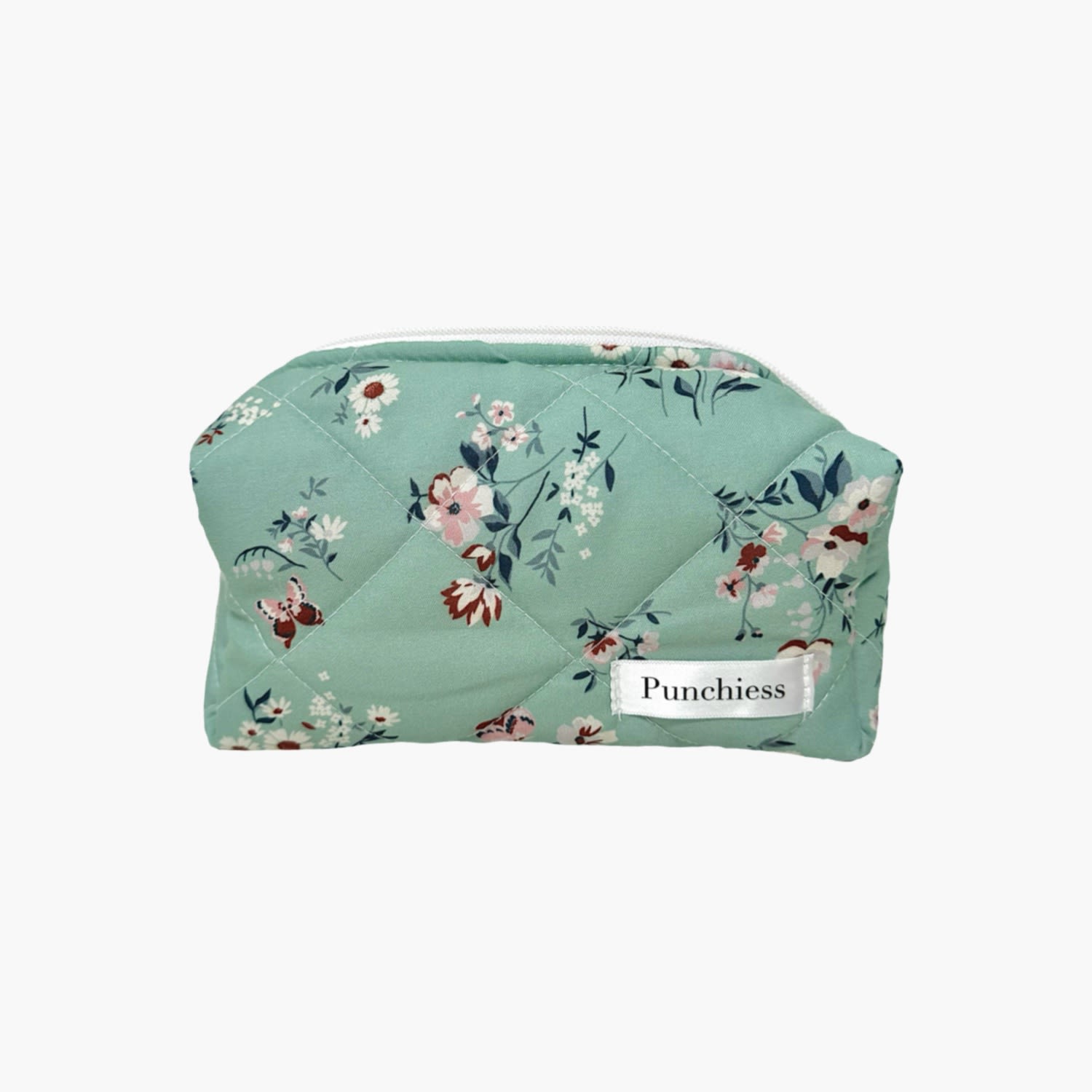 Punchiess Nile Green Floral Makeup Bag In Green