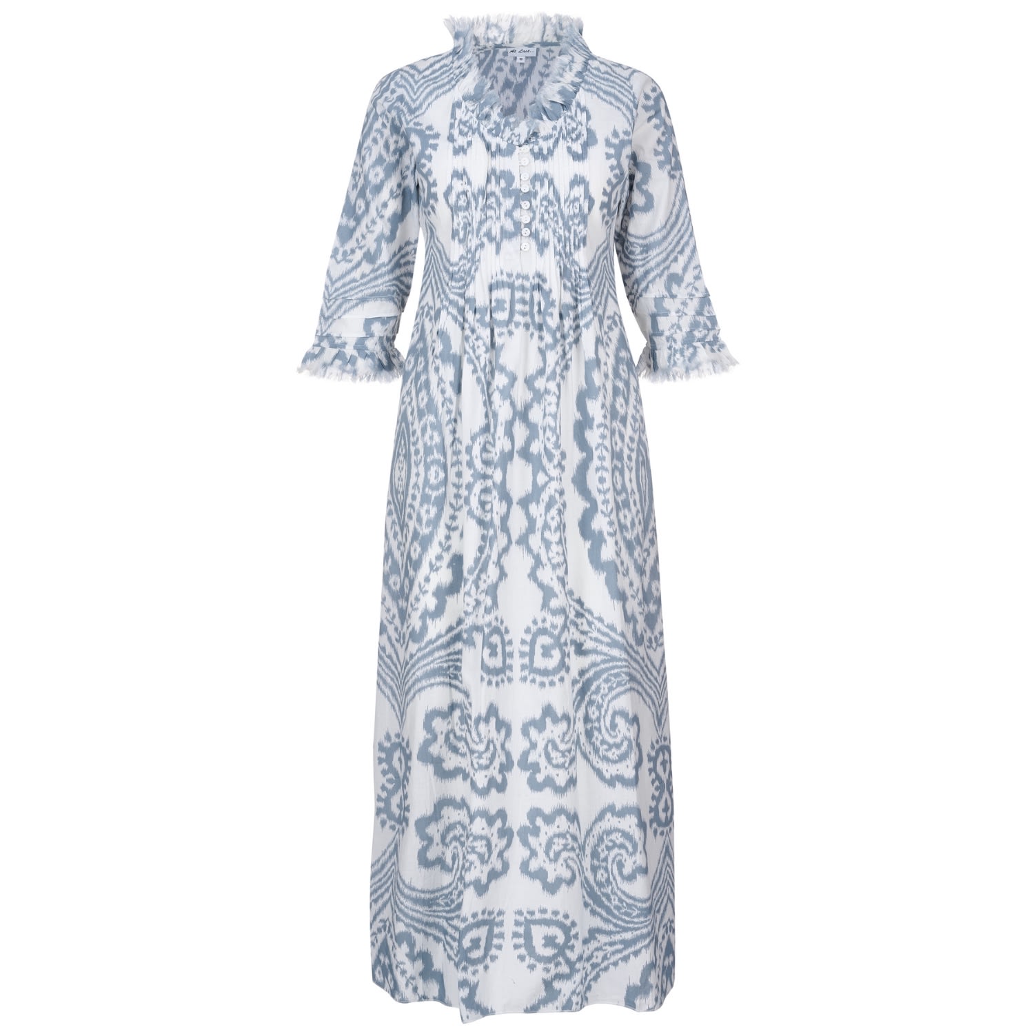 Women’s Cotton Annabel Maxi Dress In Grey & White Ikat XXL At Last...