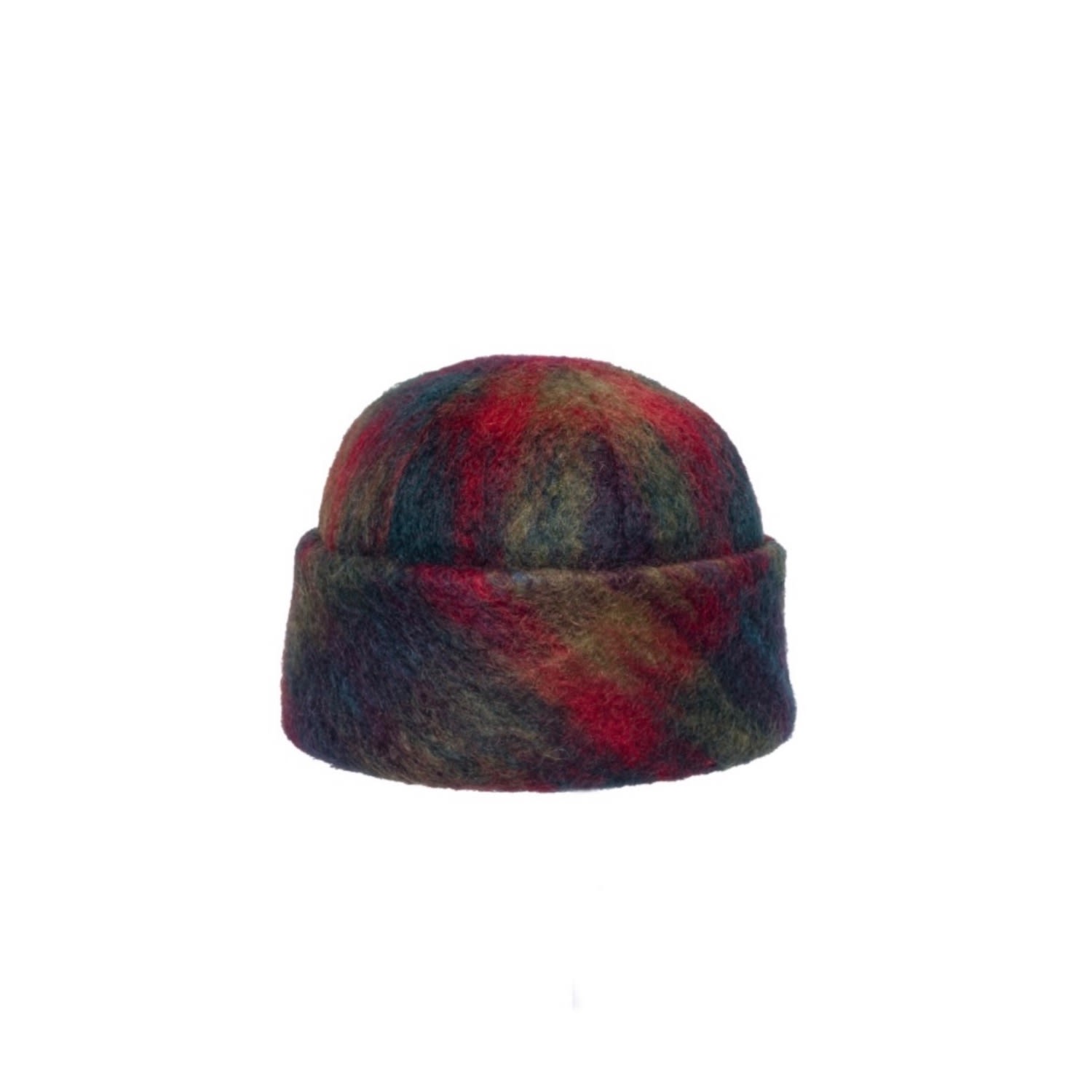 Anthony Peto Women's Superbeanie Mohair Green Red Tartan In Multi