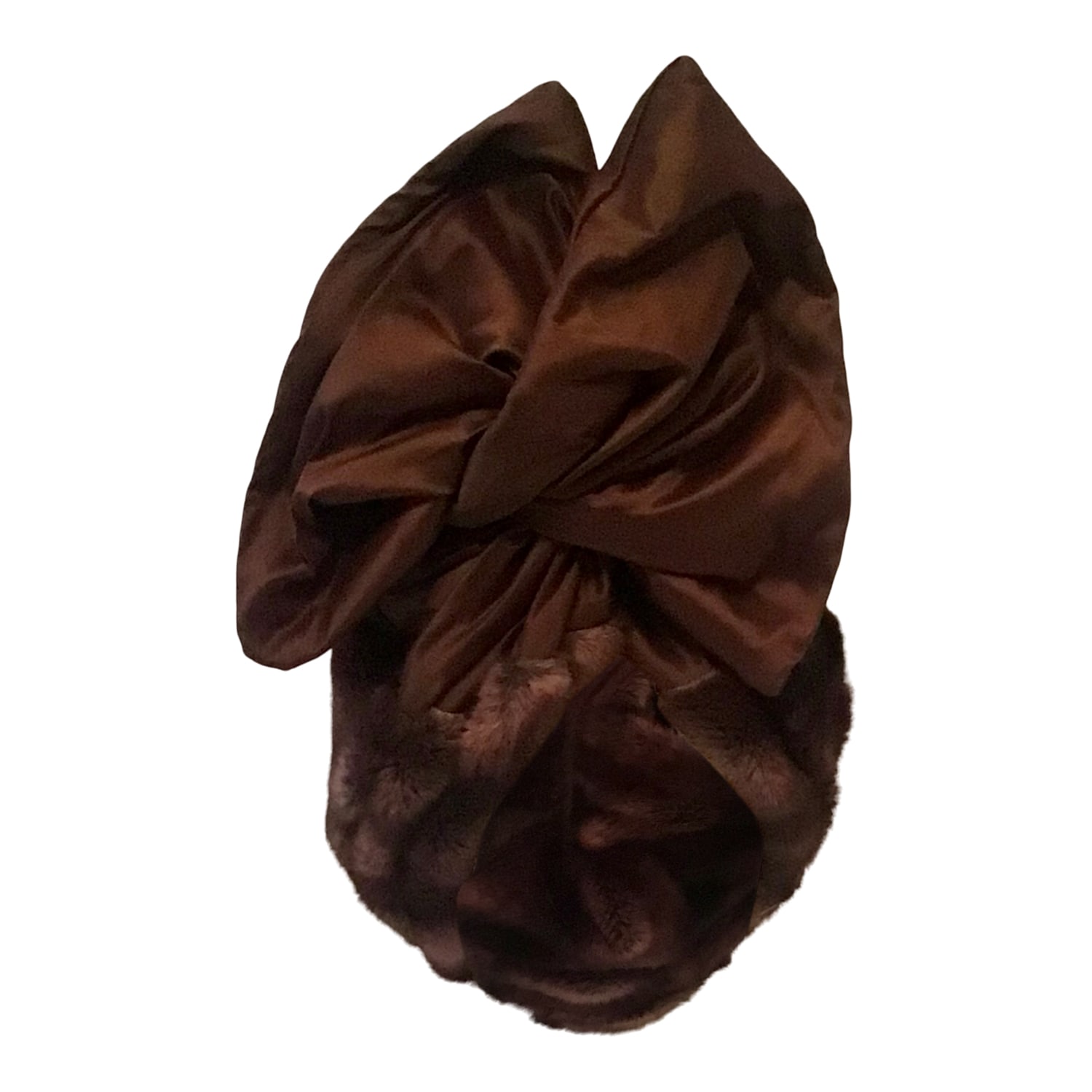 Women’s Brown Twisturban Turban Faux Fur & Chocolate Silk Shantung Romer Millinery