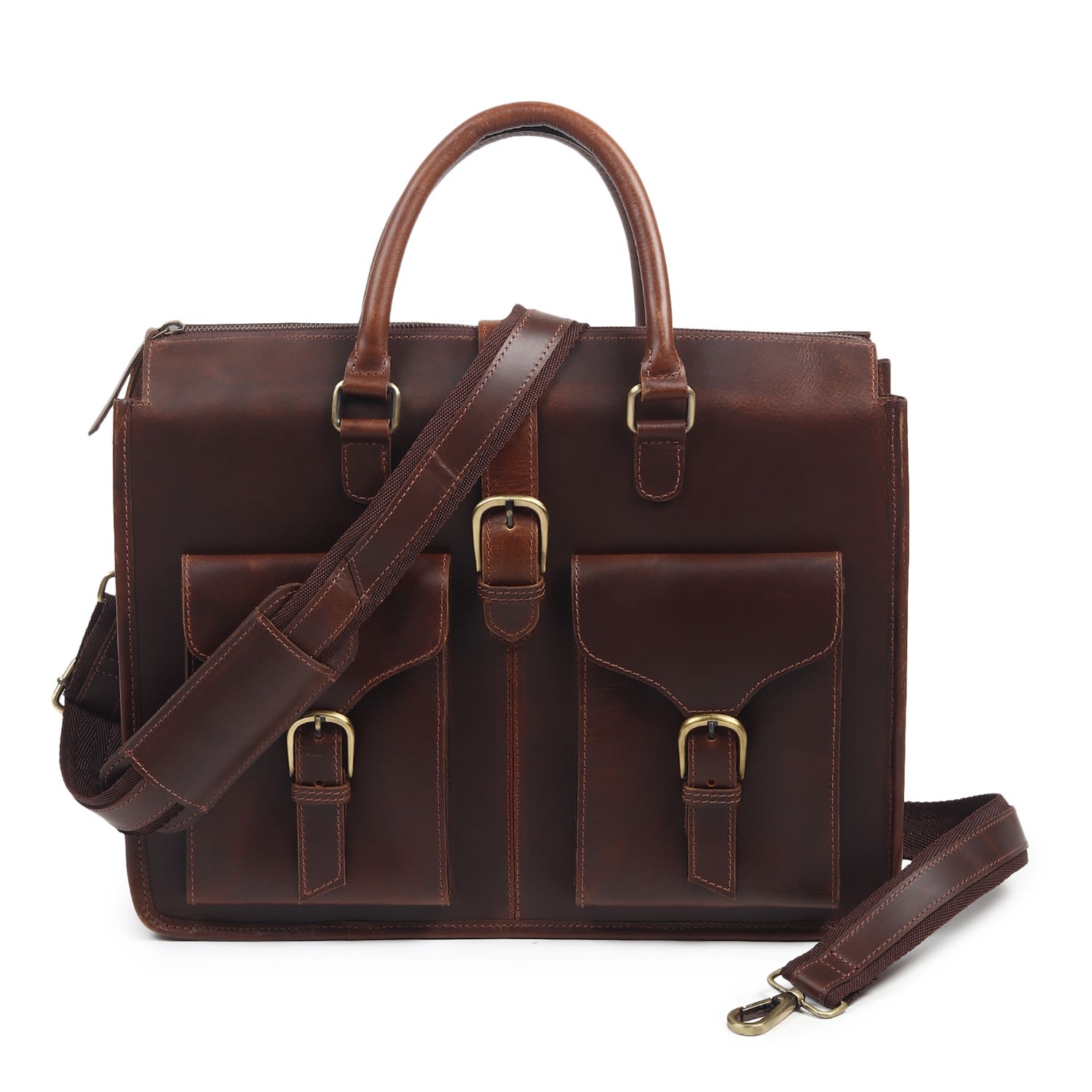 DÖTCH LEATHER MEN'S BROWN GARRISON LEATHER LAPTOP MESSENGER BAG