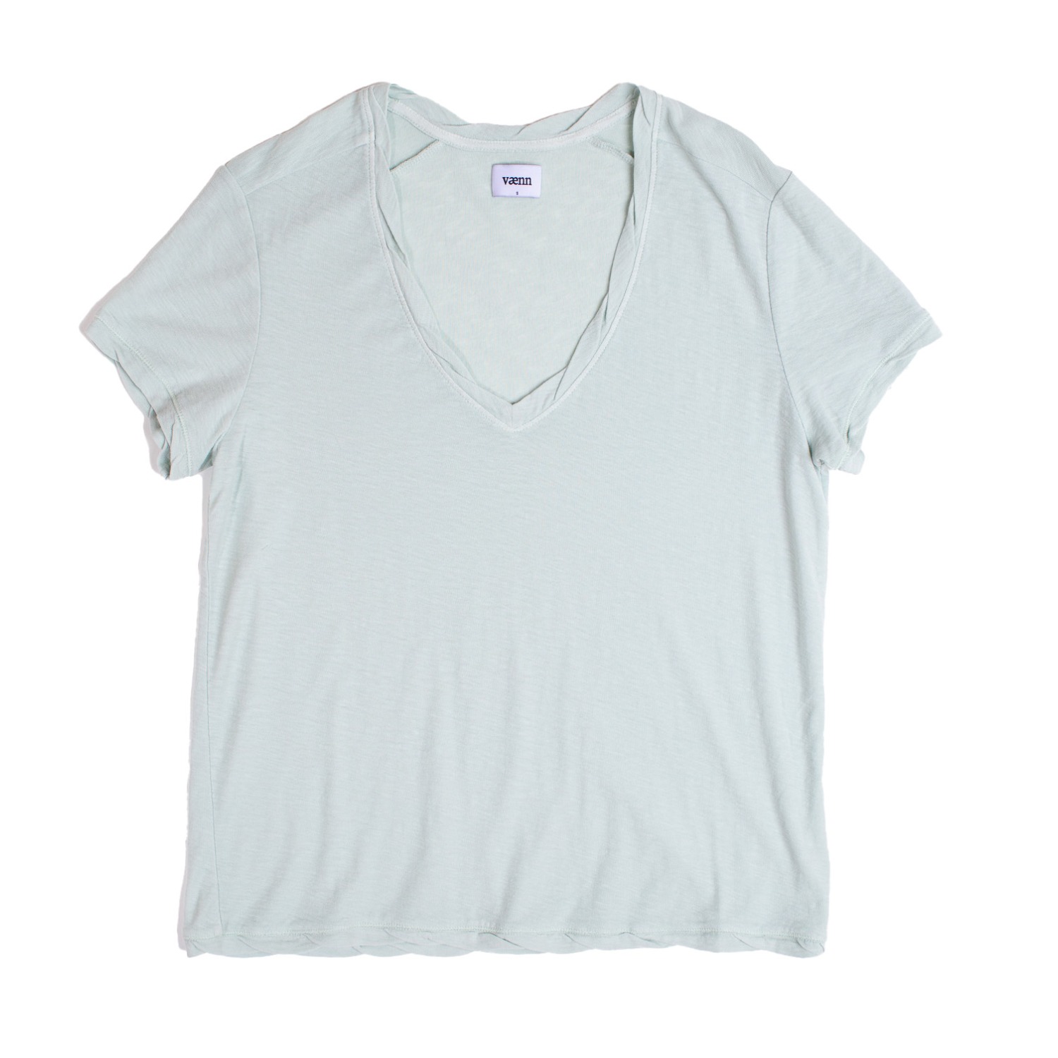 Vænn Women's Slub Deep V Tee Milky Green In Green