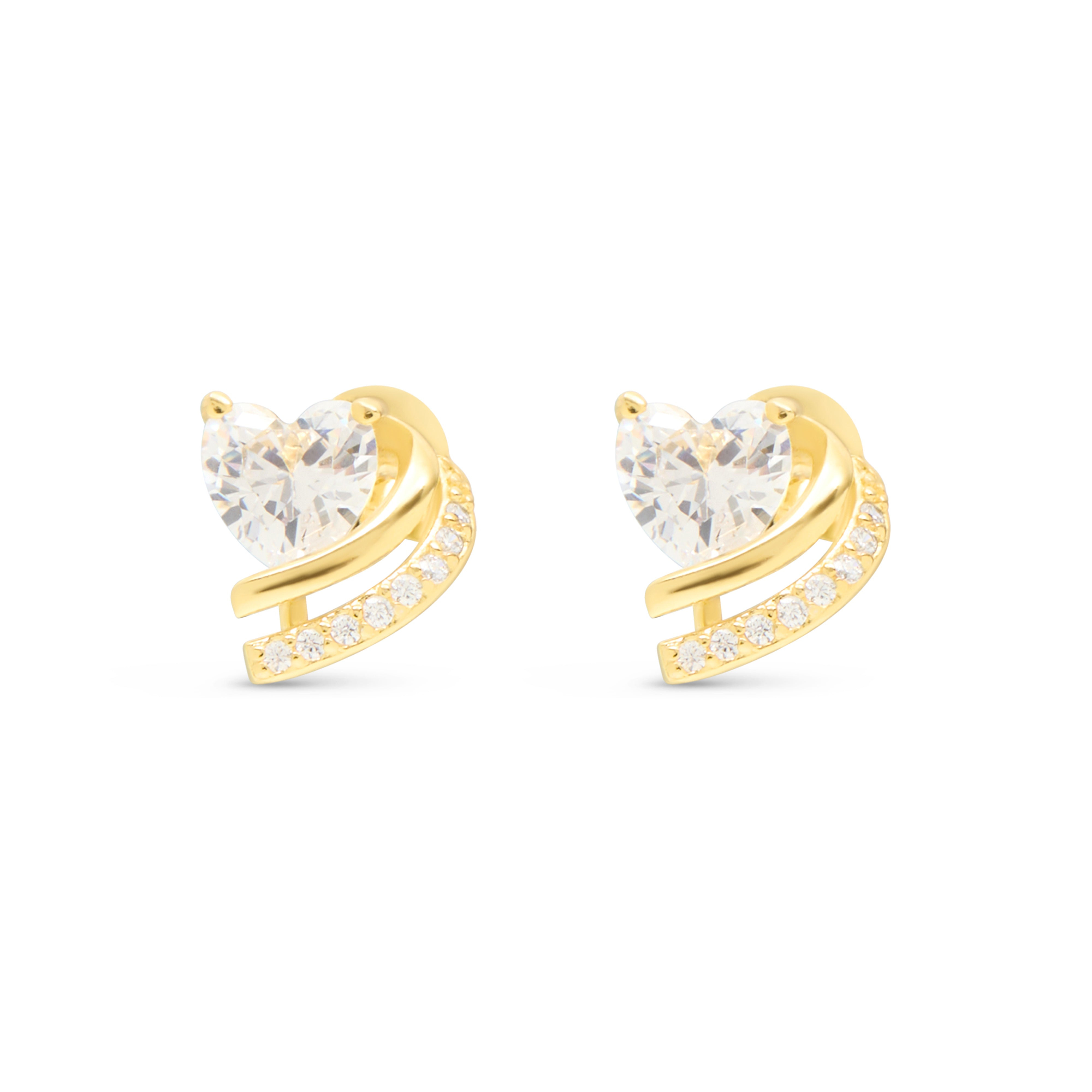 Esterah Women's Gold Heart Embrace Studs