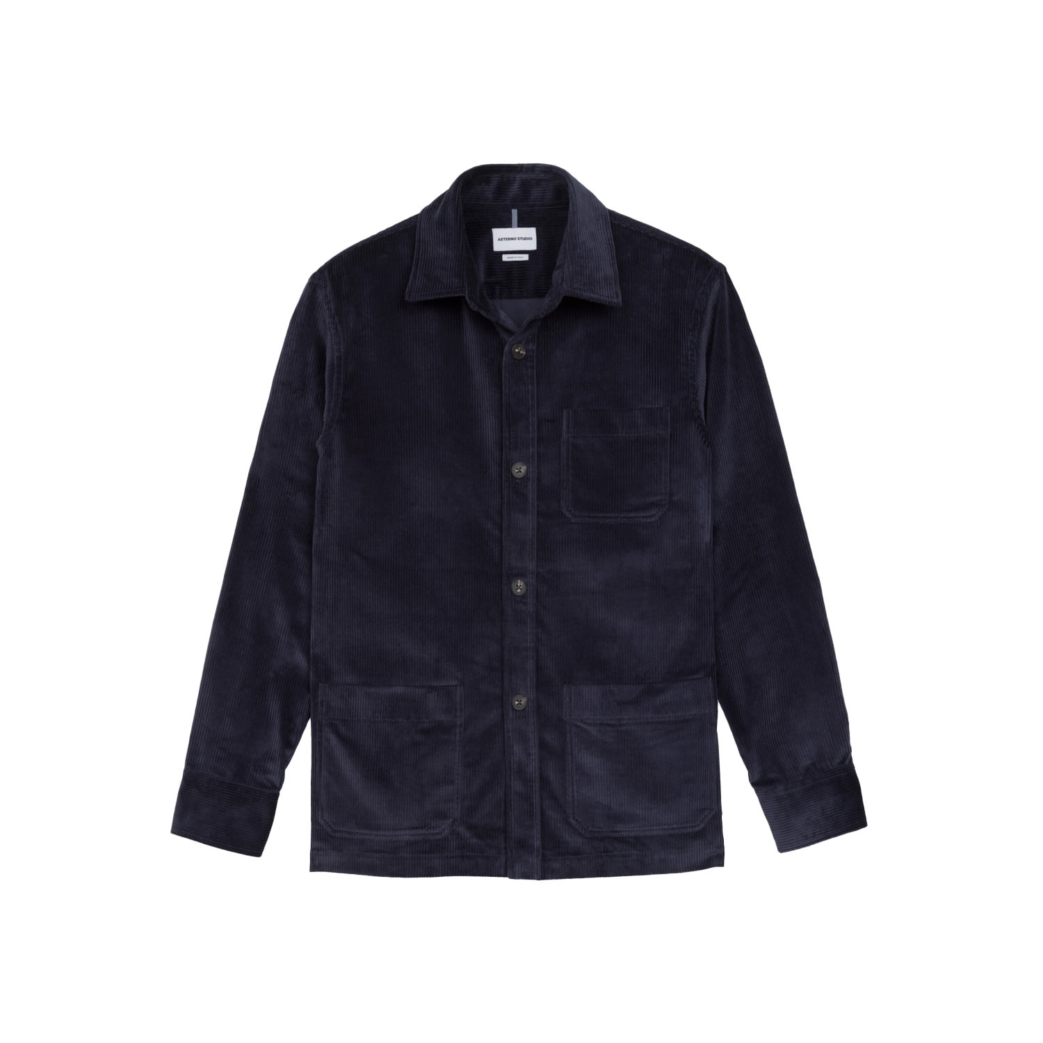 Men’s Blue Corduroy Overshirt - Navy Large Aeterno Studio