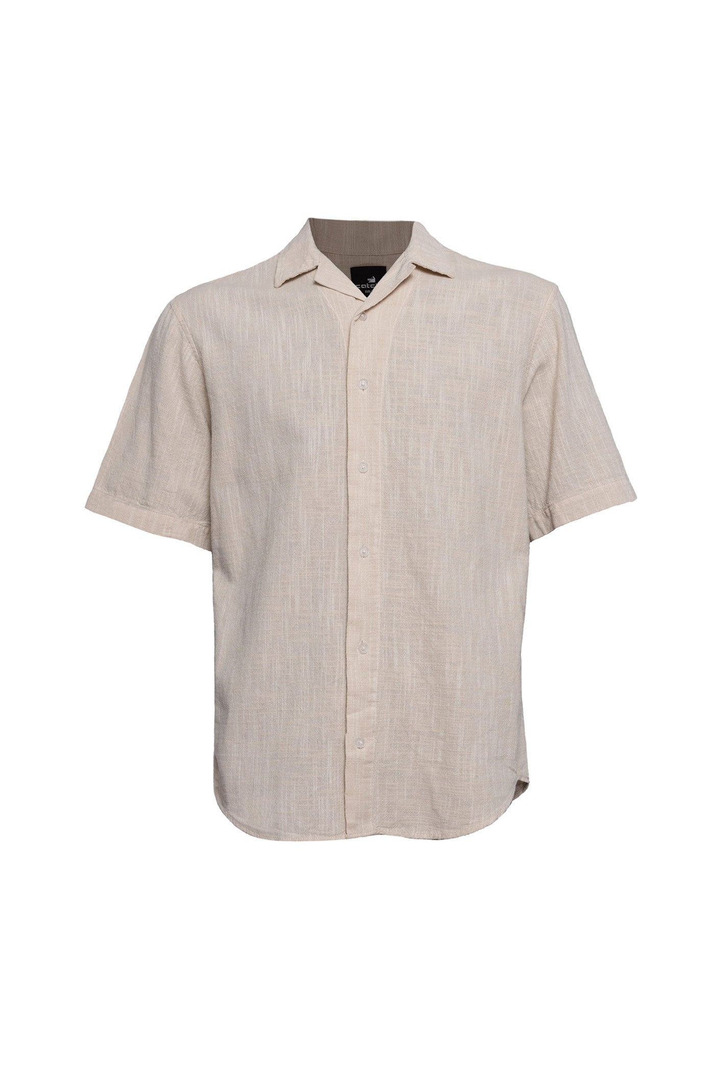 Men’s Neutrals Linen Button Down Short Sleeve Beige Shirt - Beige Small Monique Store