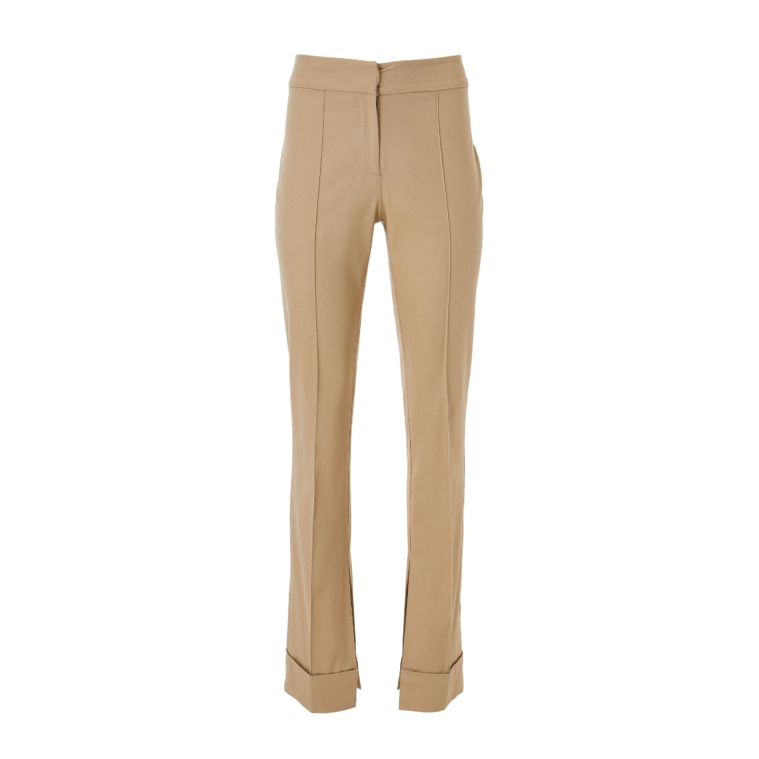 Lita Couture Women's Brown High Rise Trousers In Beige In Brown